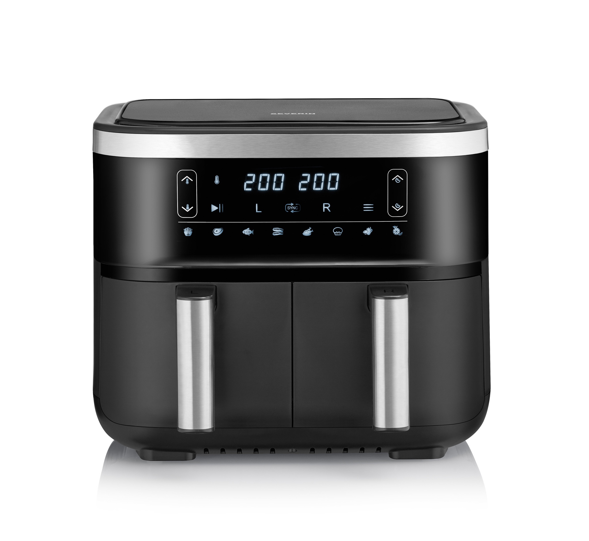 SEVERIN Doppel-Heißluftfritteuse FR 2453 Airfryer mit 2x 3,8 Liter Garraum