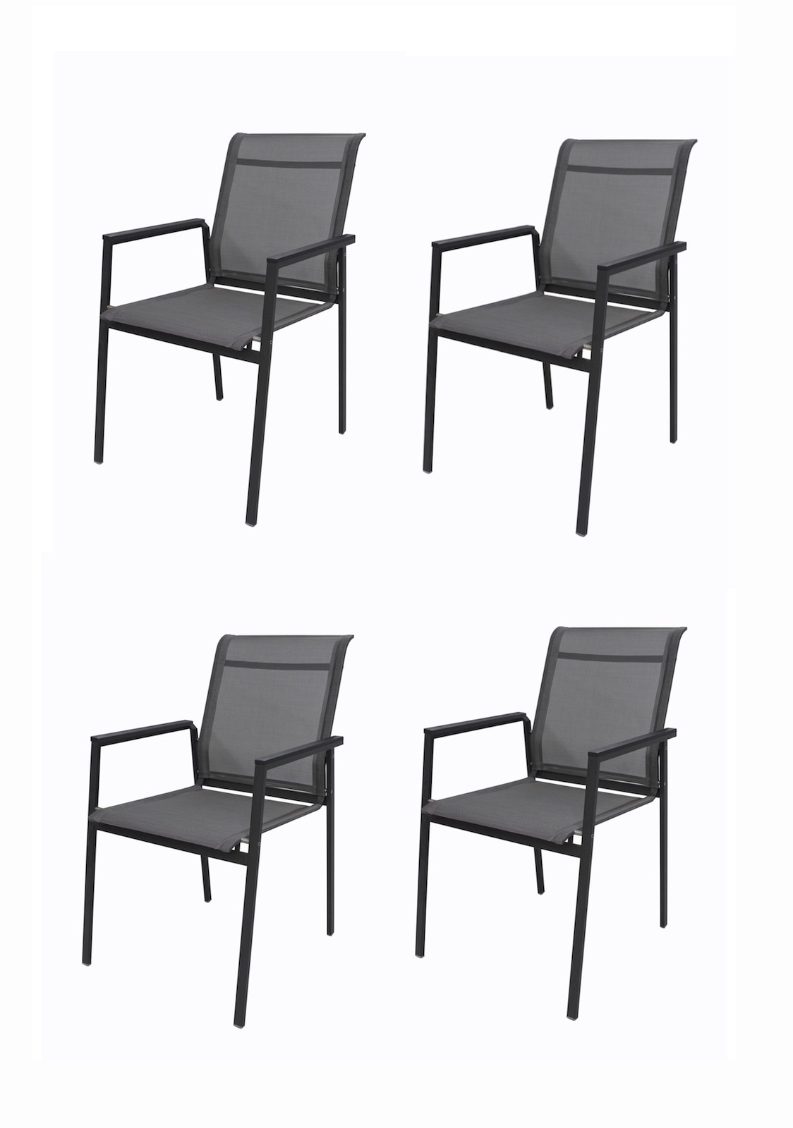 4Seasons Outdoor 4 Stck Passion Stapelstuhl Textilen Anthrazit Aluminium