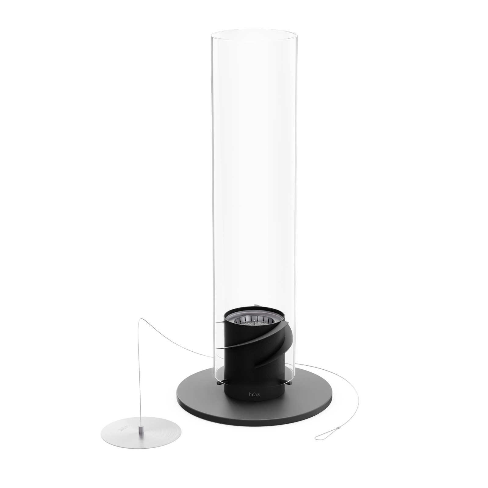höfats Tischfeuer SPIN 900 schwarz Windlicht Gartenfackel Edelstahl/Glas Ø19/9 cm
