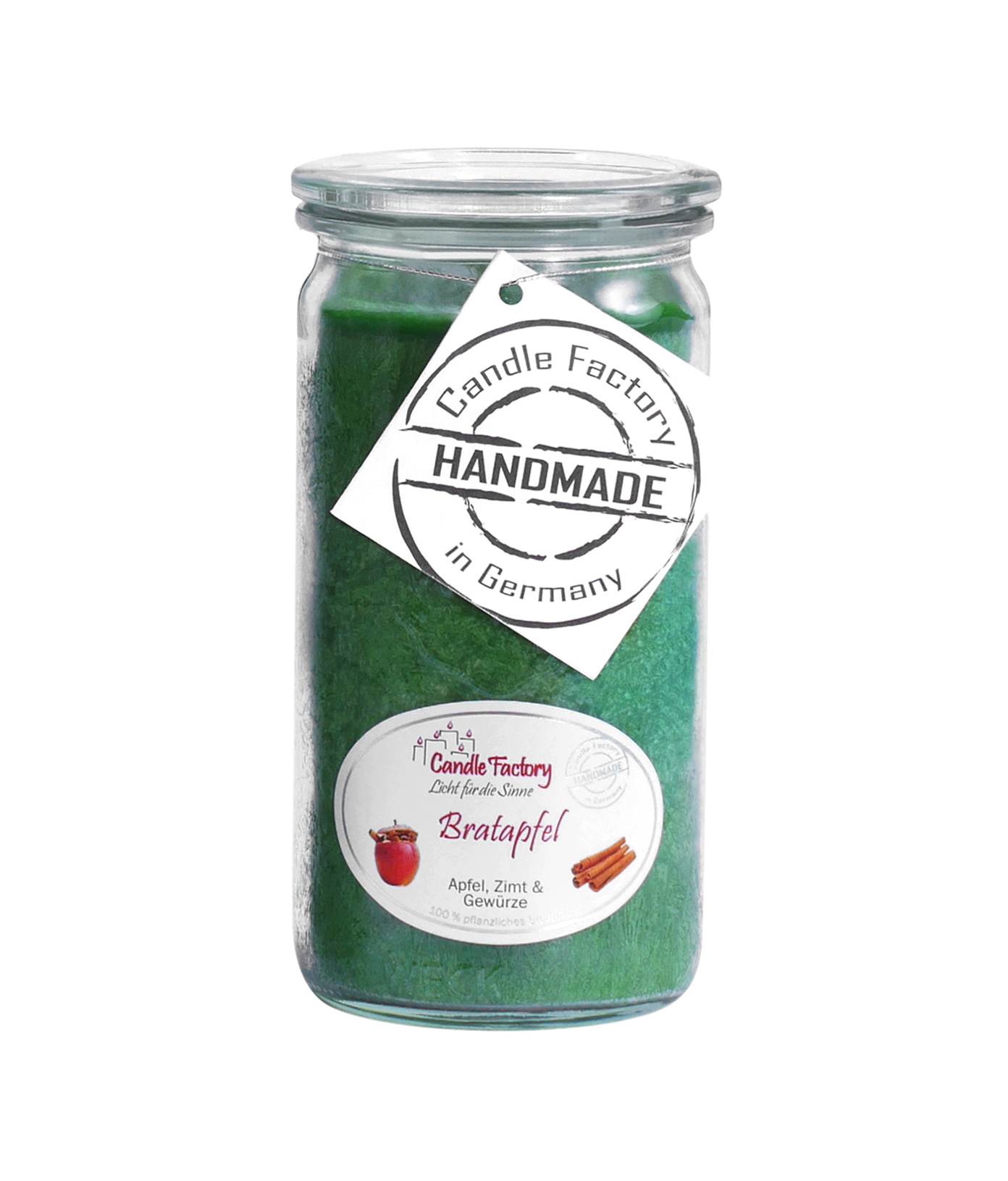 Candle Factory Mini Jumbo Bratapfel Duft Duftkerze Dekokerze wiesengrün 307-038