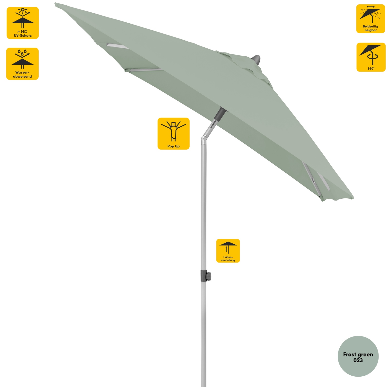 Sonnenschirm SUNCOMFORT® by Glatz Pop Up 250 x 200 cm in Frost Green 023