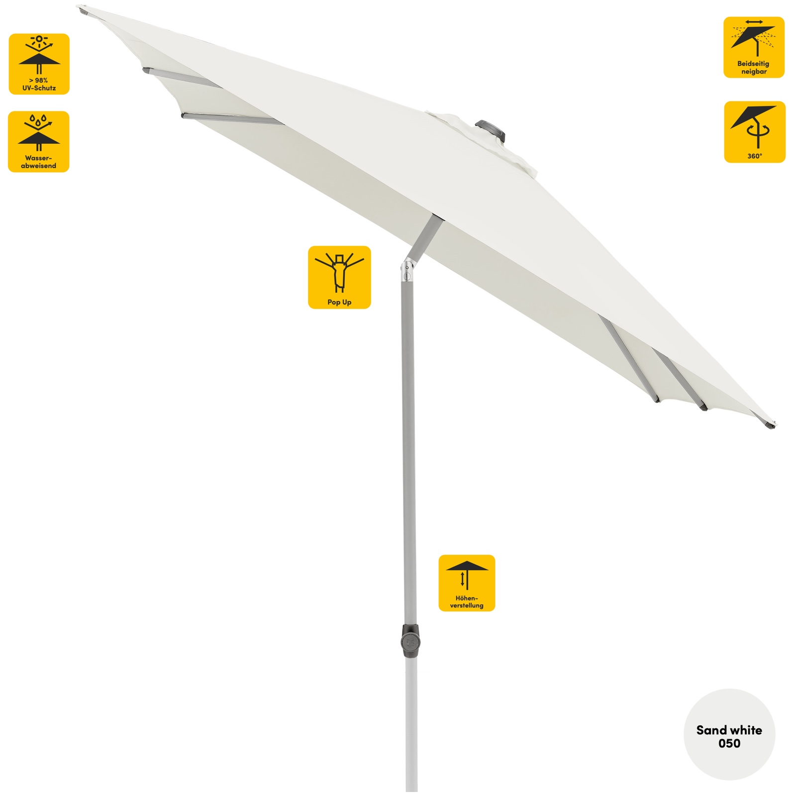 Sonnenschirm SUNCOMFORT® by Glatz Pop Up 250 x 200 cm in Sand White 050