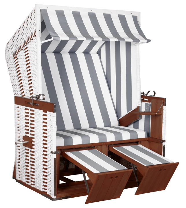 deVries Profi Strandkorb Nordsee Sylt PVC white Gartenstrandkorb 124x87x159 cm