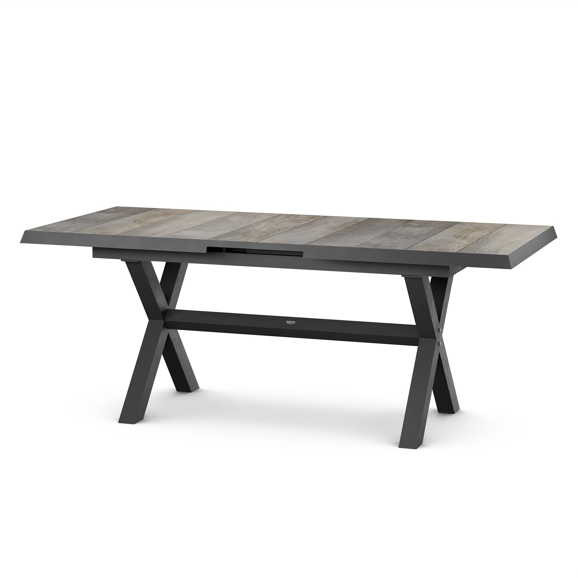 Siena Garden Sincro Tisch, ausziehbar, 160/200x90 cm – Aluminium (matt anthrazit) & Keramik (washed-grey)
