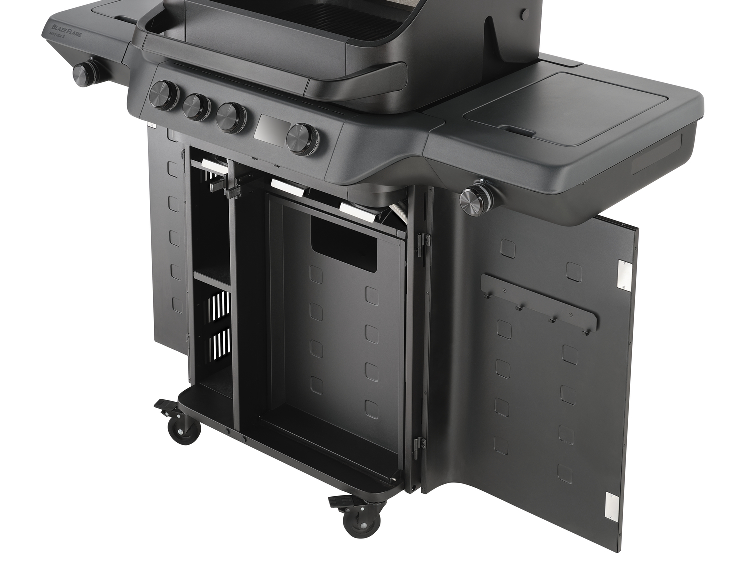 Rösle Gasgrill BLAZEFLAME Master 3 Schwarz mit PRIMEZONE, Backburner und Seitenbrenner 250600