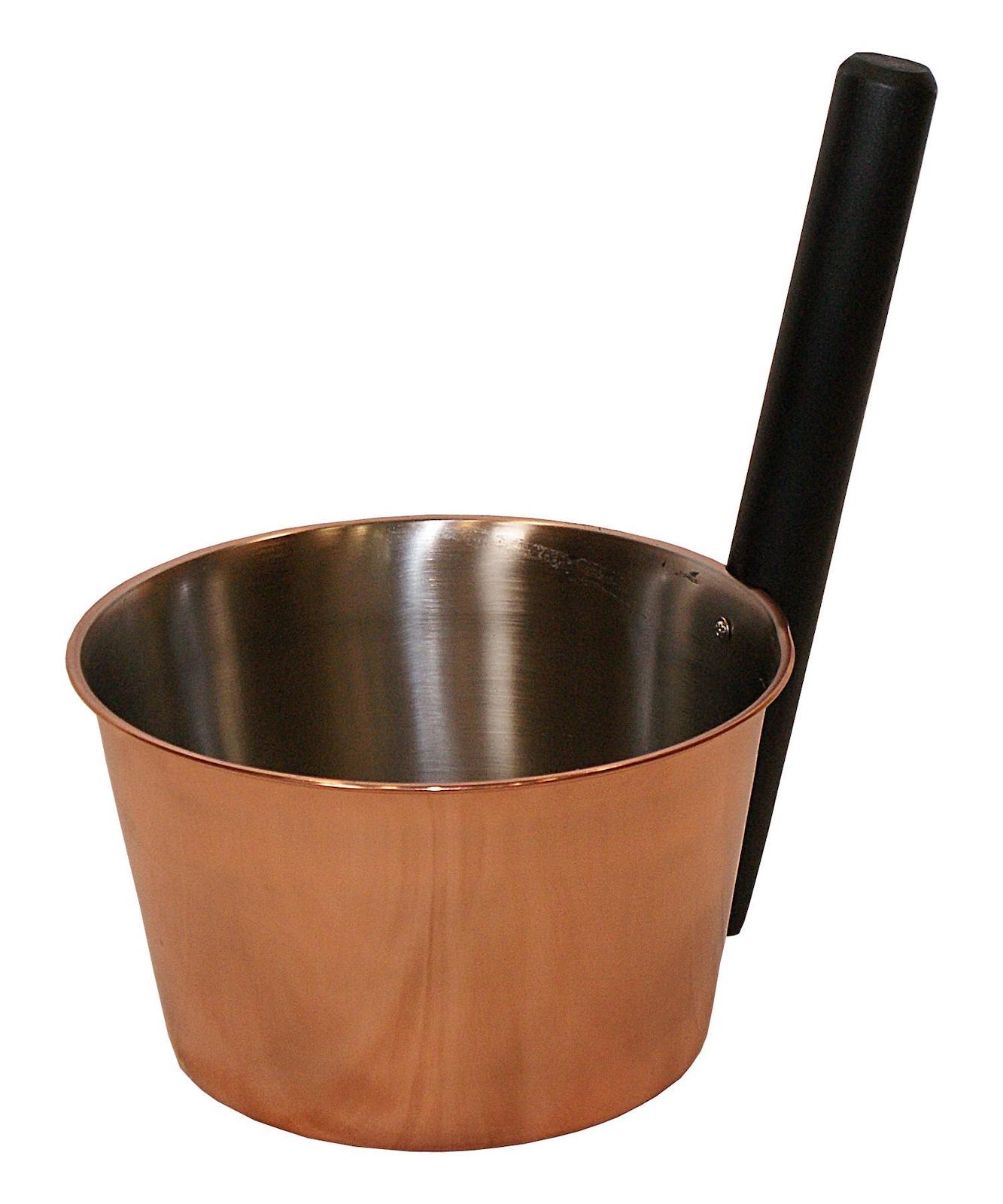 Nikkarien Saunakübel 4 Liter Edelstahl Kupfer schwarzer Holzgriff 10292