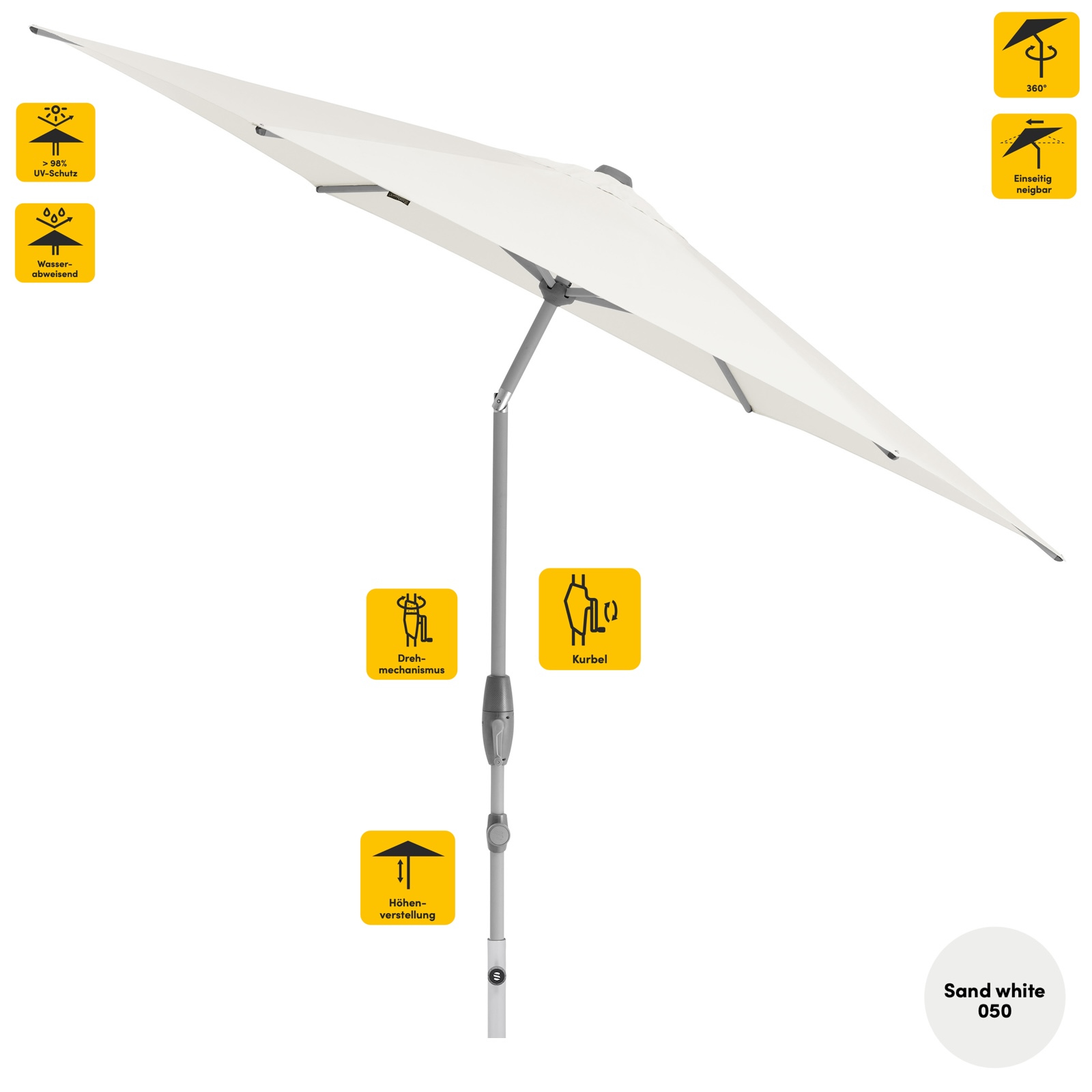 Sonnenschirm SUNCOMFORT® by Glatz Shell Turn rund ø 300 cm in Sand White 050
