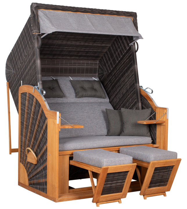 deVries Strandkorb PURE® CLASSIC XL SUN PE Des.466 stone grey 130 x 80 x 160 cm