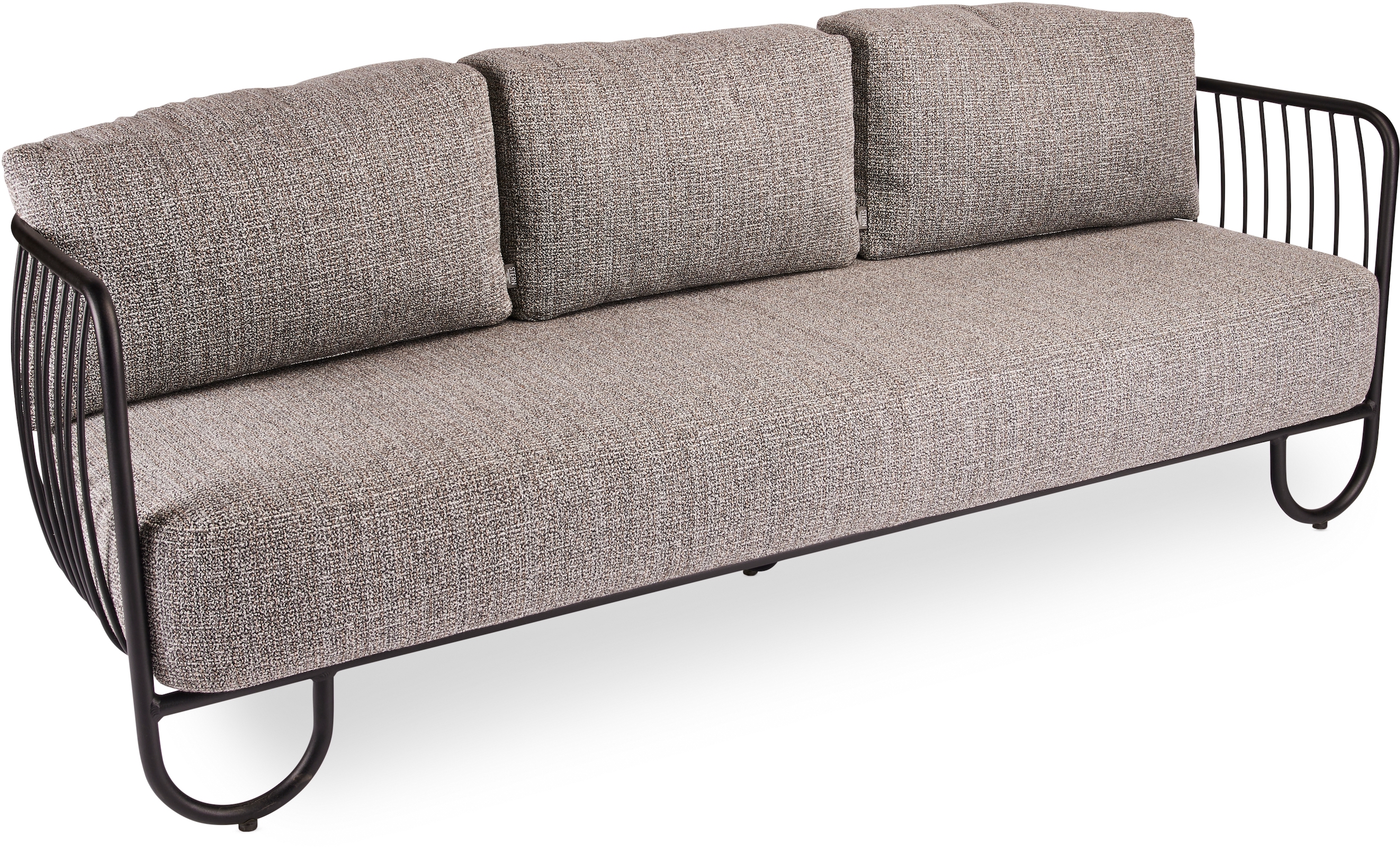 Ära by Stern 3-Sitzer Lounge-Sofa Ila Aluminium schwarz matt Kissenset Polyacryl/Polyester Mélange grau