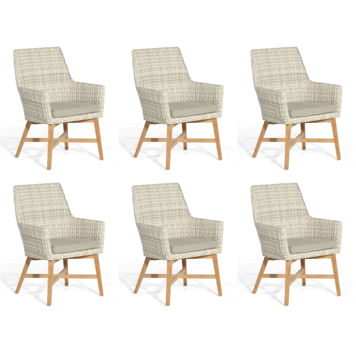 Sonnenpartner 6x Garten-Sessel Helios white-coral Gartenstuhl Teakholz/Polyrattan
