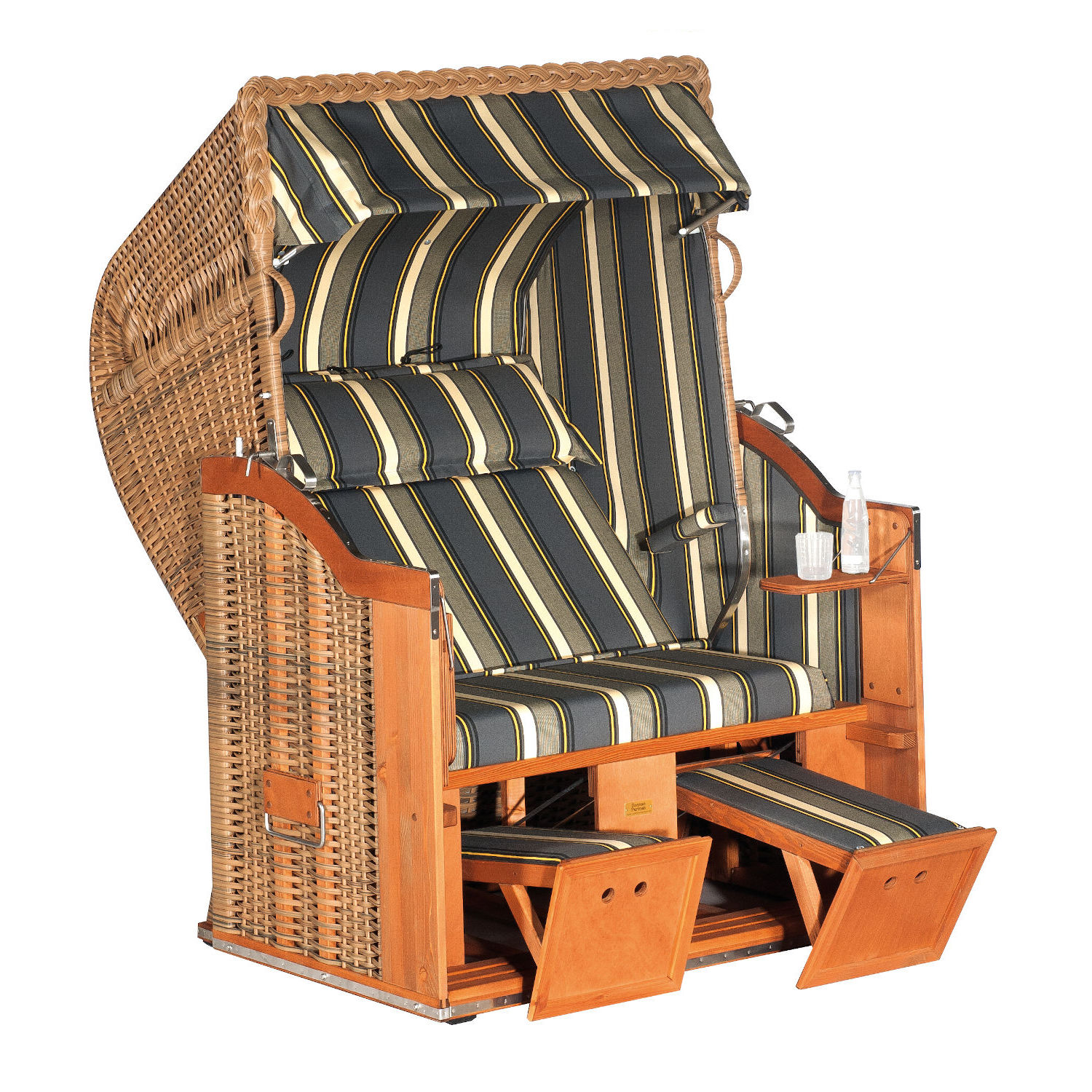 Sonnenpartner Strandkorb Classic 2-Sitzer Halbliegemodell marone/anthrazit mit Sonderausstattung