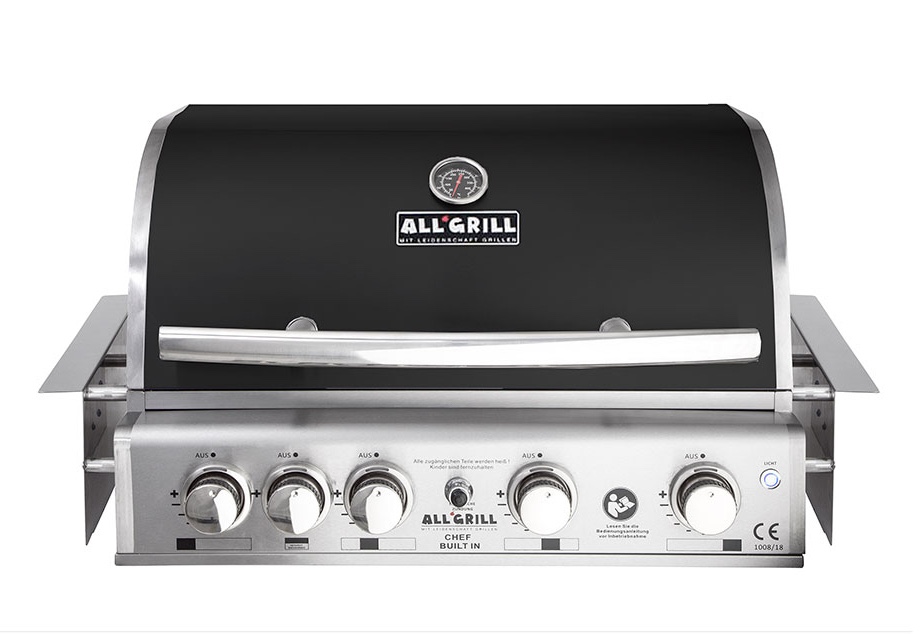 ALLGRILL Einbau-Gasgrill CHEF L BLACK Built-In Air System, 4 Brenner, Backburner 100729