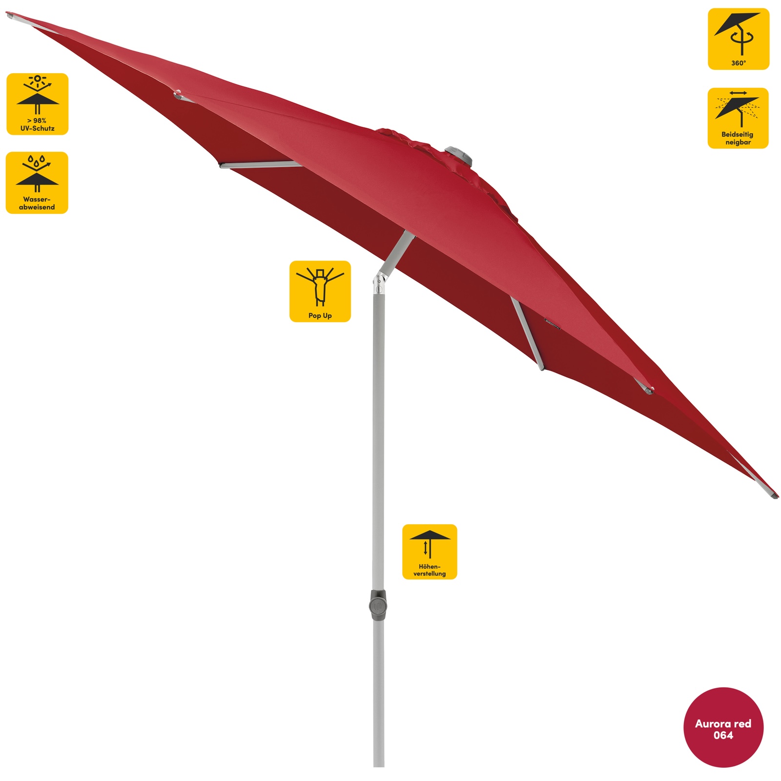 Sonnenschirm SUNCOMFORT® by Glatz Pop Up rund 250 cm in Aurora Red 064