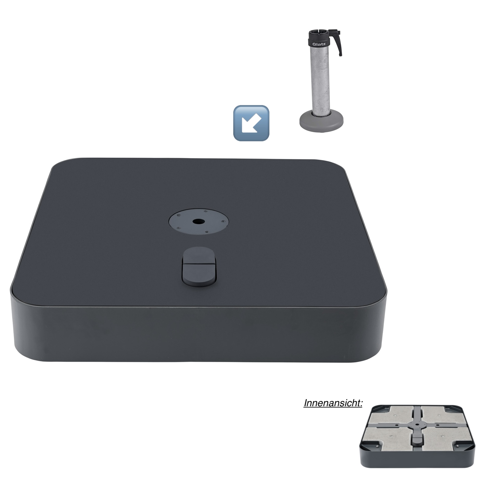 GLATZ Rollensockelrahmen M4 Stahl feuerverzinkt 120 kg inkl. Zubehör anthrazit