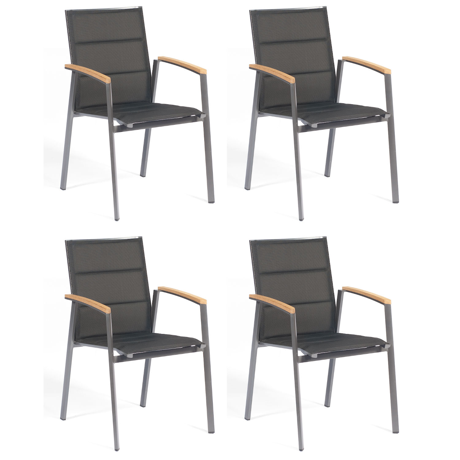 Sonnenpartner 4er-Set Stapelstühle Sierra Aluminium/Textilen anthrazit Stapelstuhl