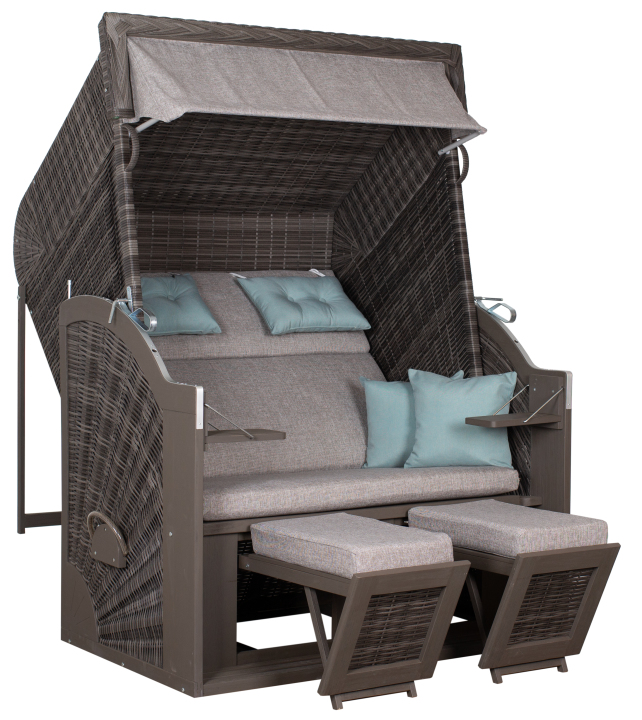 deVries Strandkorb PURE® CLASSIC XL SUN PE Des.488 stone grey 130 x 80 x 160 cm