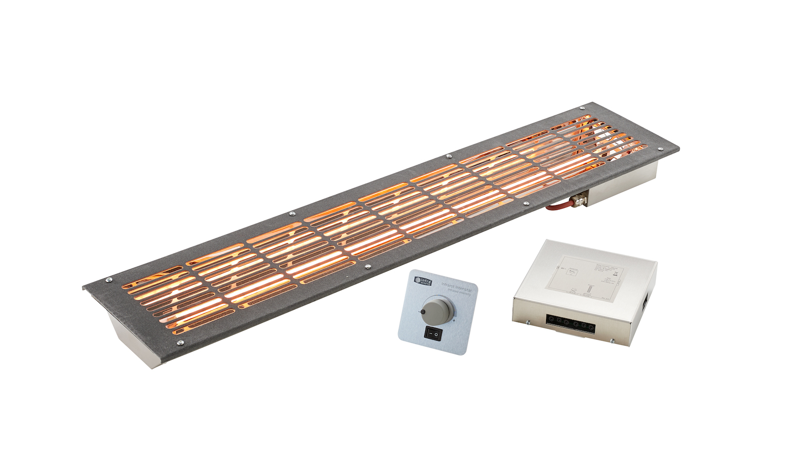 Infraworld VITALlight-IPX4 Infrarotstrahler-Set 500W gerade anthrazit mit Steuerung silber