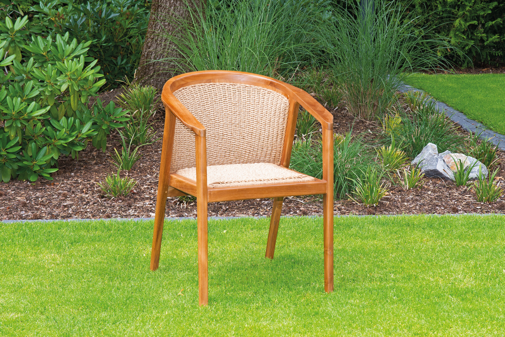 Sonnenpartner Crown Dining Sessel Gartensessel Lounge-Sessel Teakholz PE-Geflecht