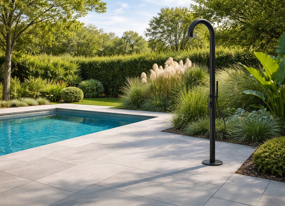 Steinbach Gartendusche Balance Außendusche mit Handbrause Schwarz Matt