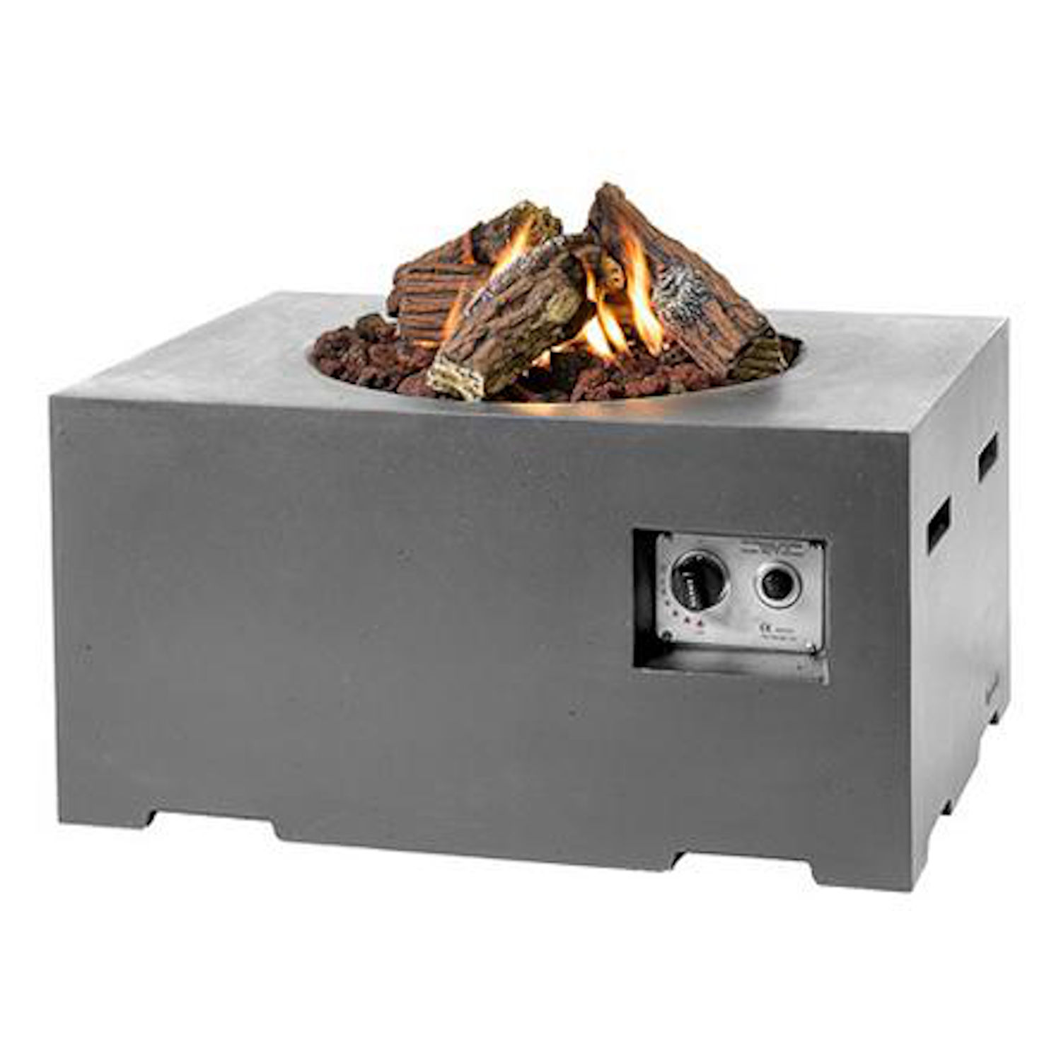 Happy Cocooning Mania Feuertisch klein grau 12kW rechteckig inkl. 5kg Lavasteine