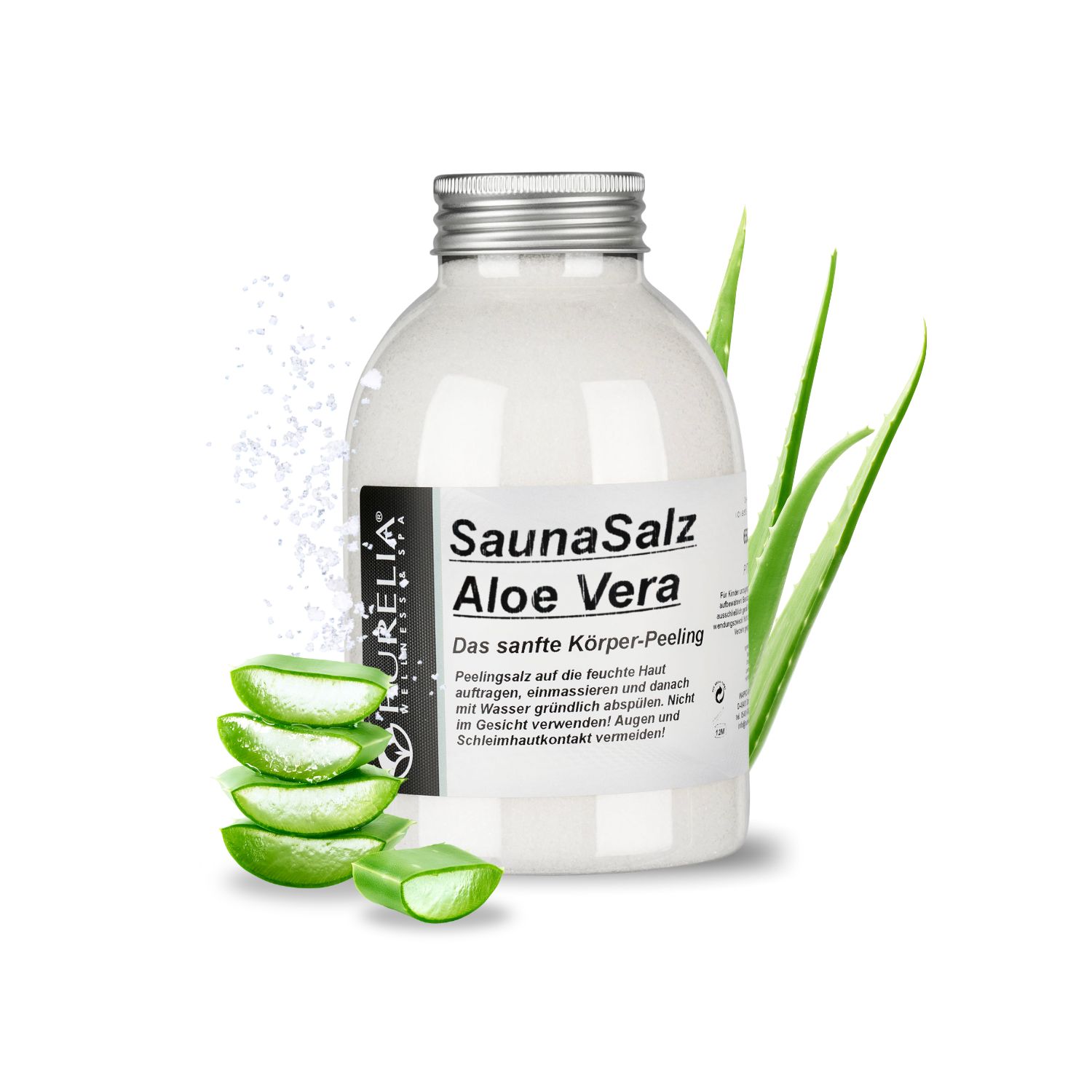 PURELIA Sauna Salz Aloe Vera 650g Peelingsalz Sauna Salz Peeling Körperpeeling