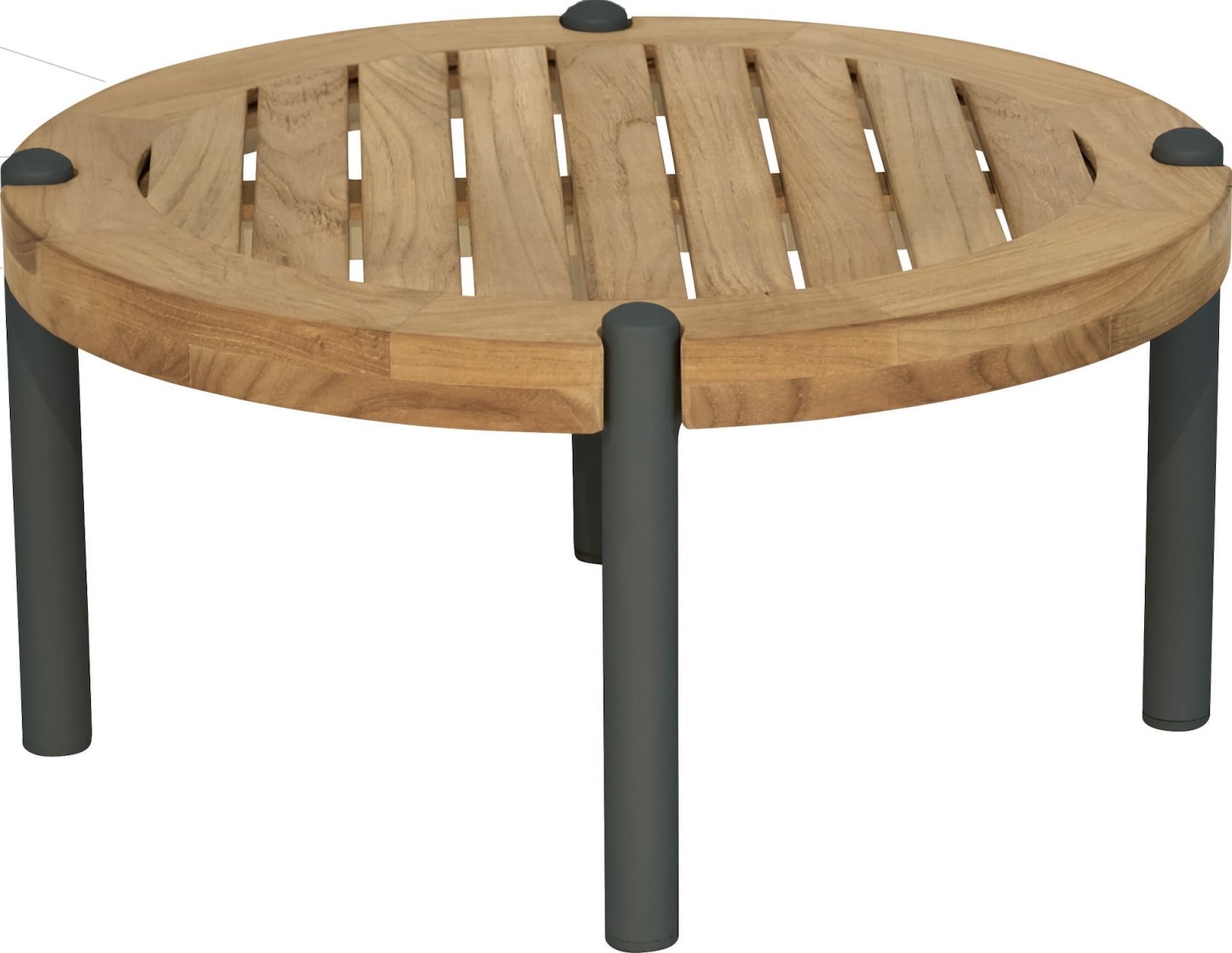 Stern Taro Beistelltisch Gartentisch 65x35 cm Aluminium Anthrazit Teakholz-Platte