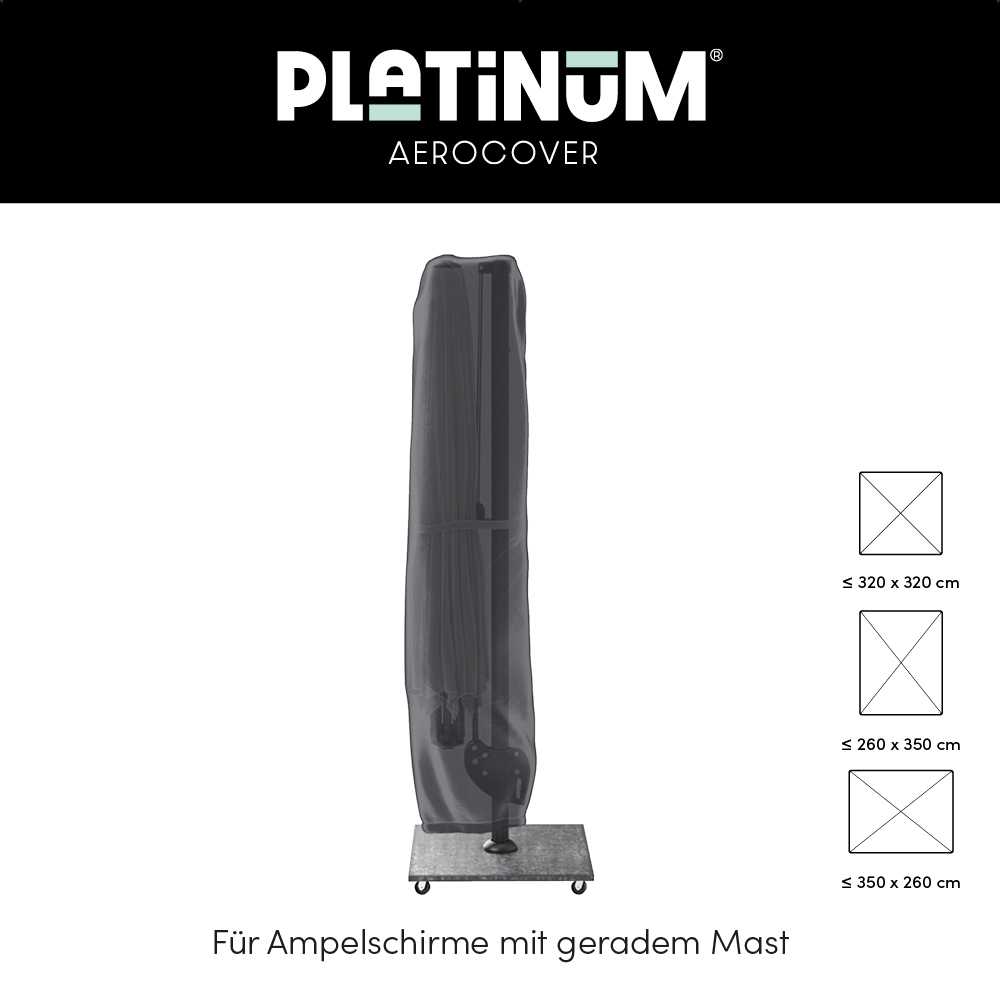 AeroCover Schutzhülle H260x55/60 cm Ampelschirm 3.2x3.2m / 3.5x2.6m / 2.6x3.5m