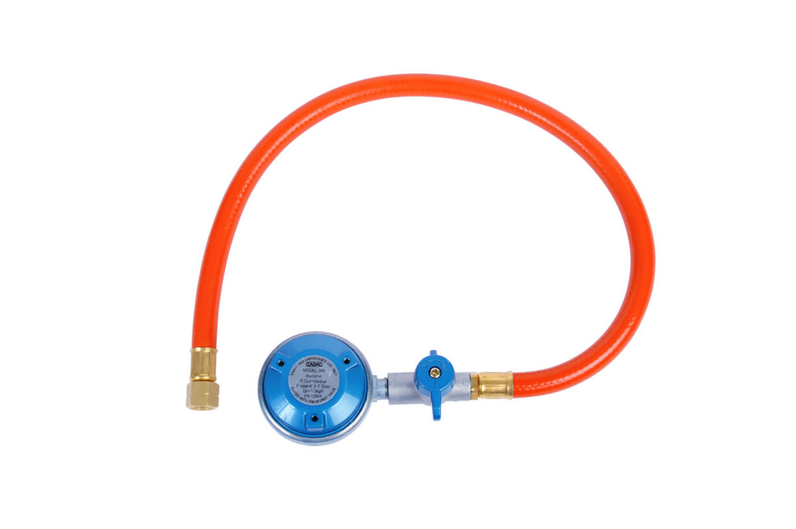 Cadac Gasdruckregler EN417 inkl. Schlauch Gewindeanschluss 50 mbar 1/4'' BSP Linksgewinde