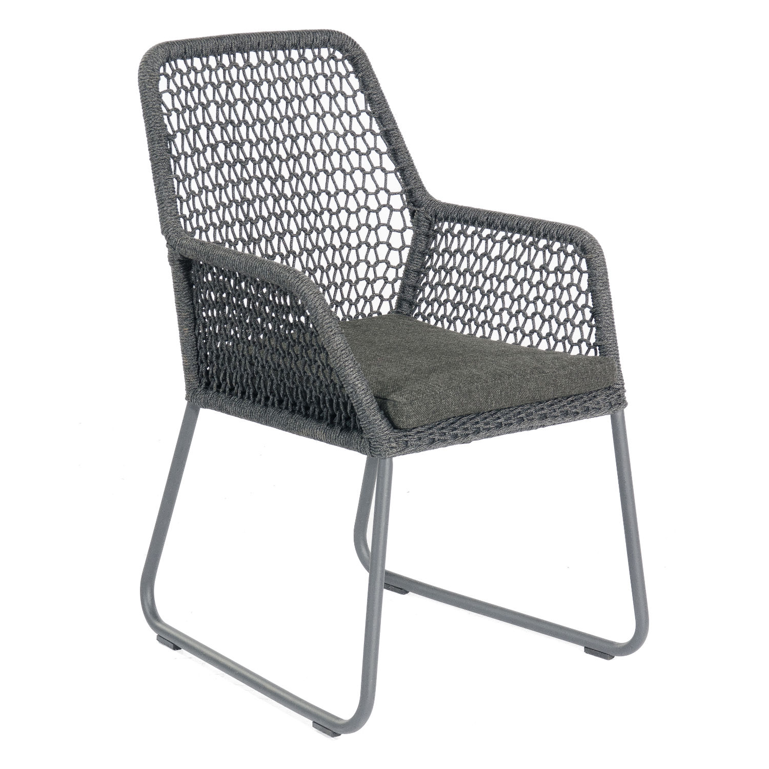 Sonnenpartner Poison 4er-Set Gartensessel Gartenstuhl Alu mit Polyrope dunkelgrau