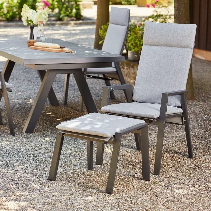 Siena Garden Valencia Hocker Gartenhocker Fußhocker matt anthrazit inkl. Kissen