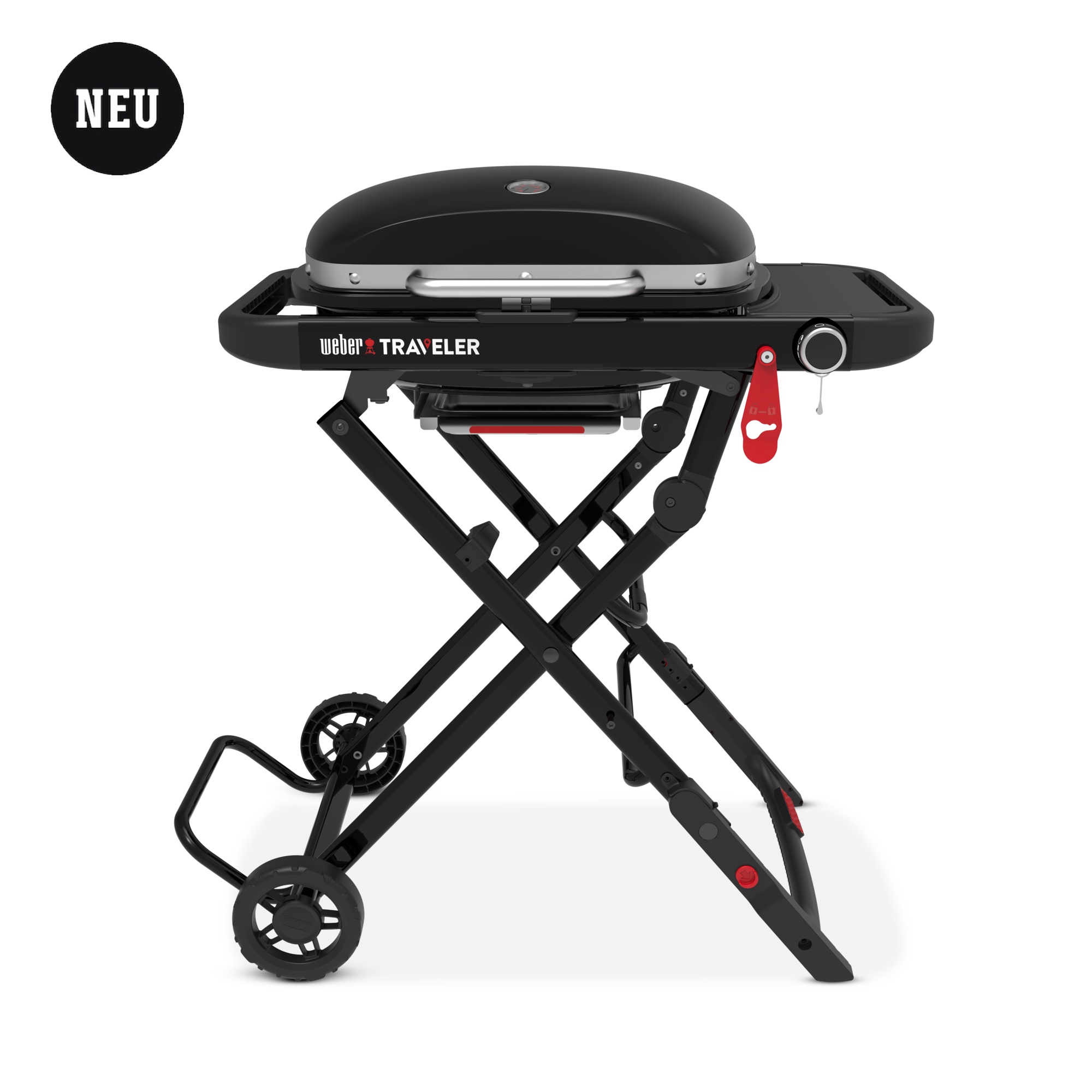 Weber Traveler Compact Mobiler Gasgrill mit Rollwagen Black 1501751