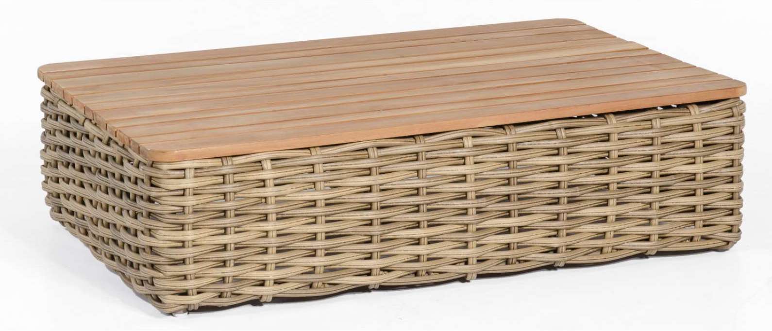 Sonnenpartner Sands Loungetisch 120x80 cm Alu/Teakholz mit Polyrattan Light Oaks