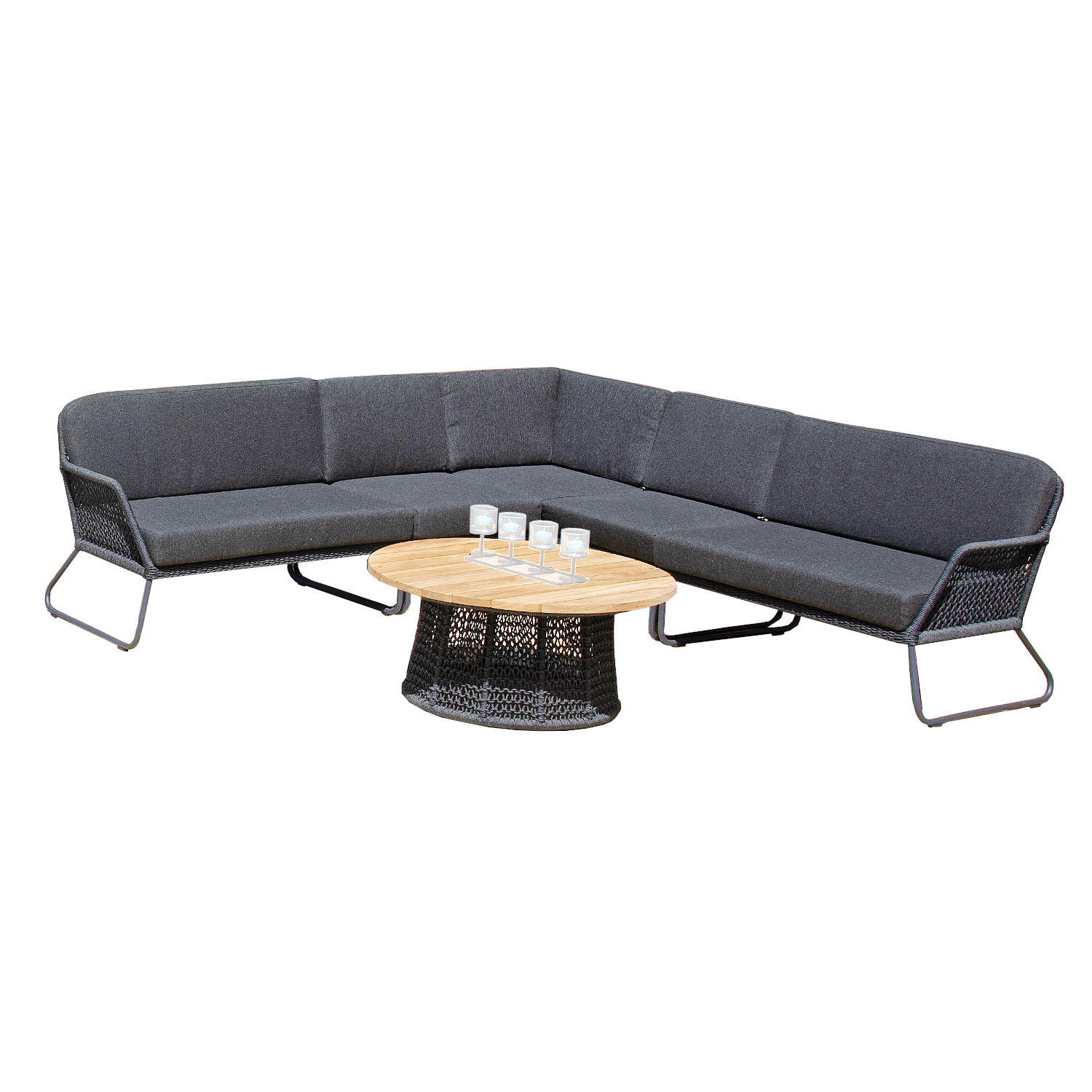 Sonnenpartner 6-teilige Lounge-Sitzgruppe Poison mit Tisch Aluminium Teakholz