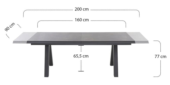 Siena Garden Tirana Dining Tisch, ausziehbar – 160/200 x 90 cm Aluminium (matt anthrazit) & HPL Titan