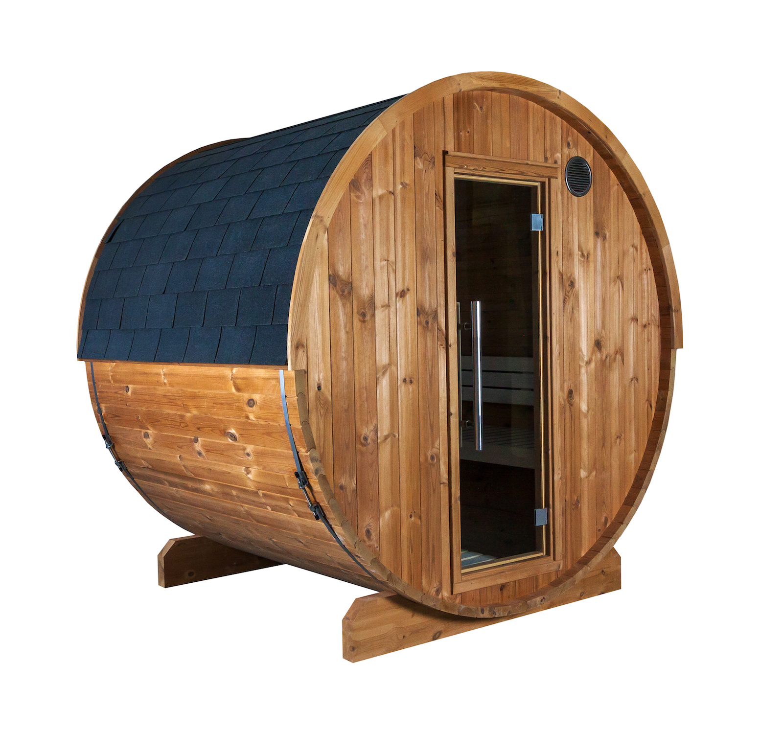 Harvia Kaski 180 Panorama Fasssauna Außensauna aus Thermo-Kiefer Ø 220 x 180 cm