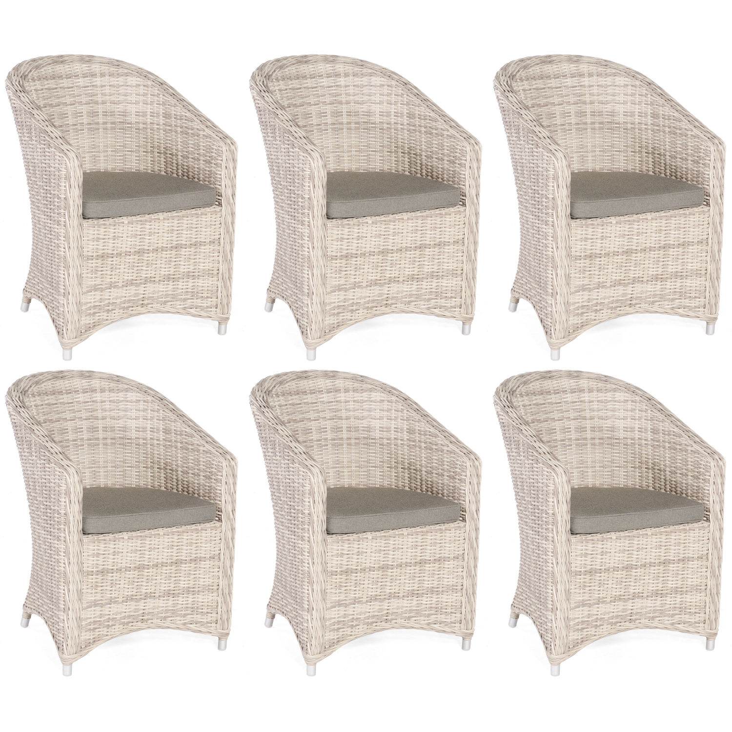 Sonnenpartner 6x Garten-Sessel Solana Aluminium/Polyrattan white-coral Gartenstuhl