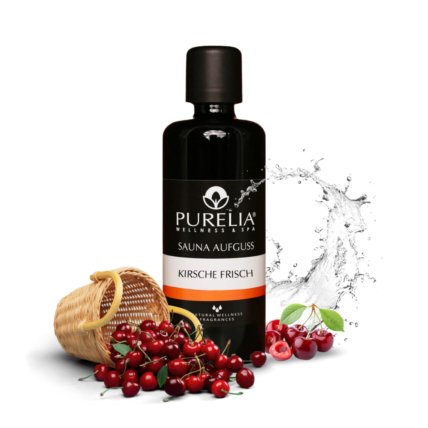 PURELIA Saunaaufguss Konzentrat Kirsche frisch 100 ml natürlicher Sauna-aufguss - reine ätherische Öle