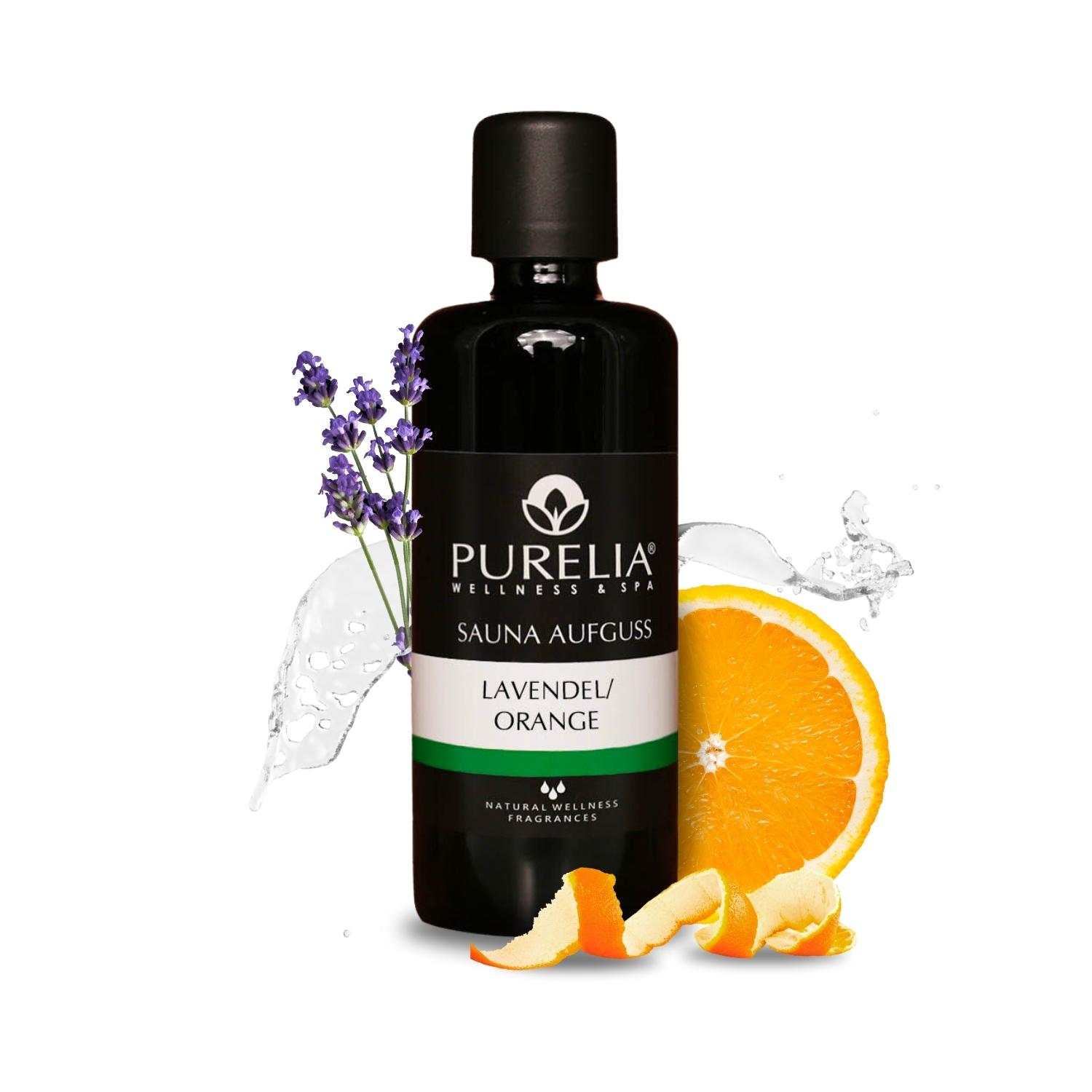 PURELIA Saunaaufguss Konzentrat Lavendel-Orange 100 ml natürlicher Sauna-aufguss - reine ätherische Öle