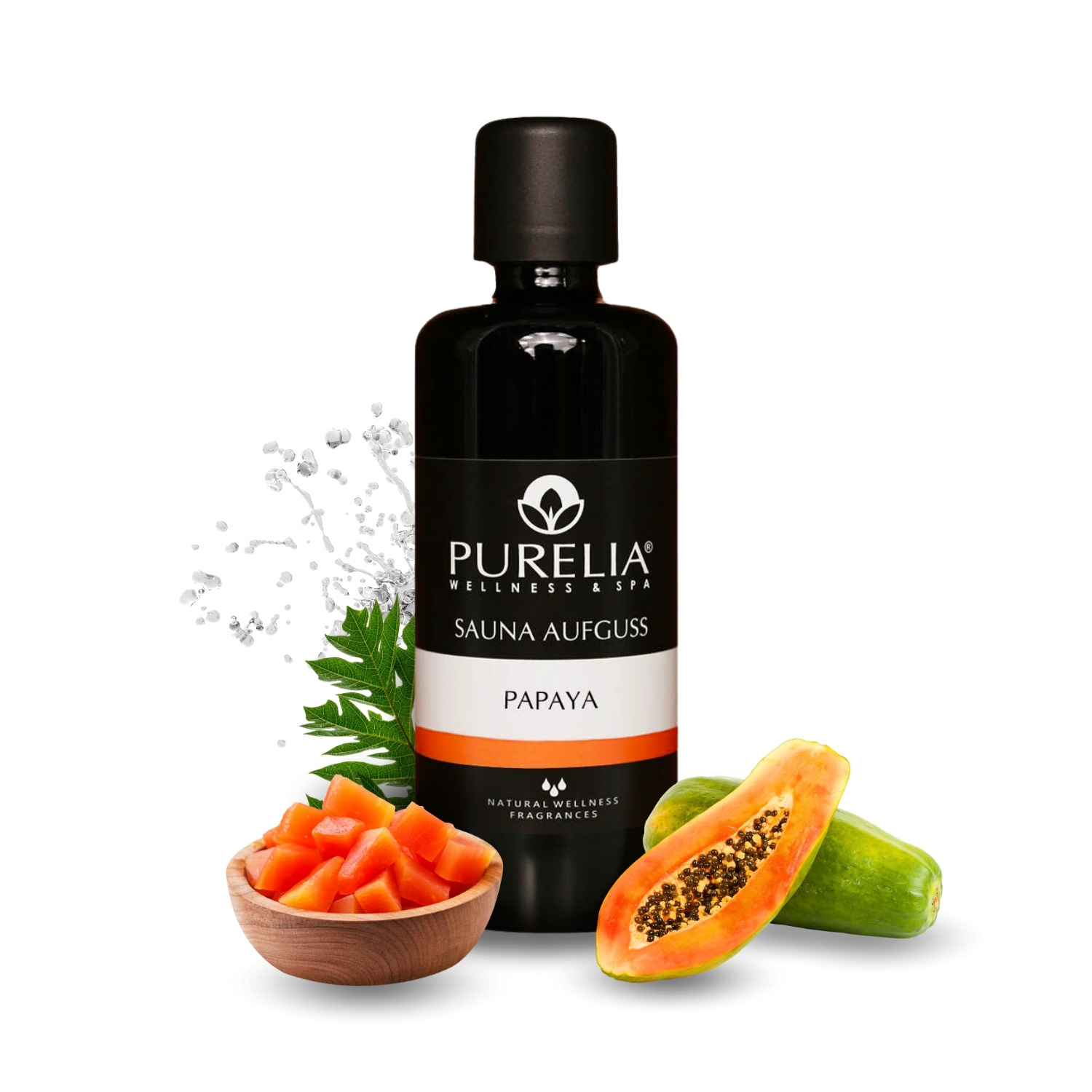 PURELIA Saunaaufguss Konzentrat Papaya 100 ml natürlicher Sauna-aufguss - reine ätherische Öle