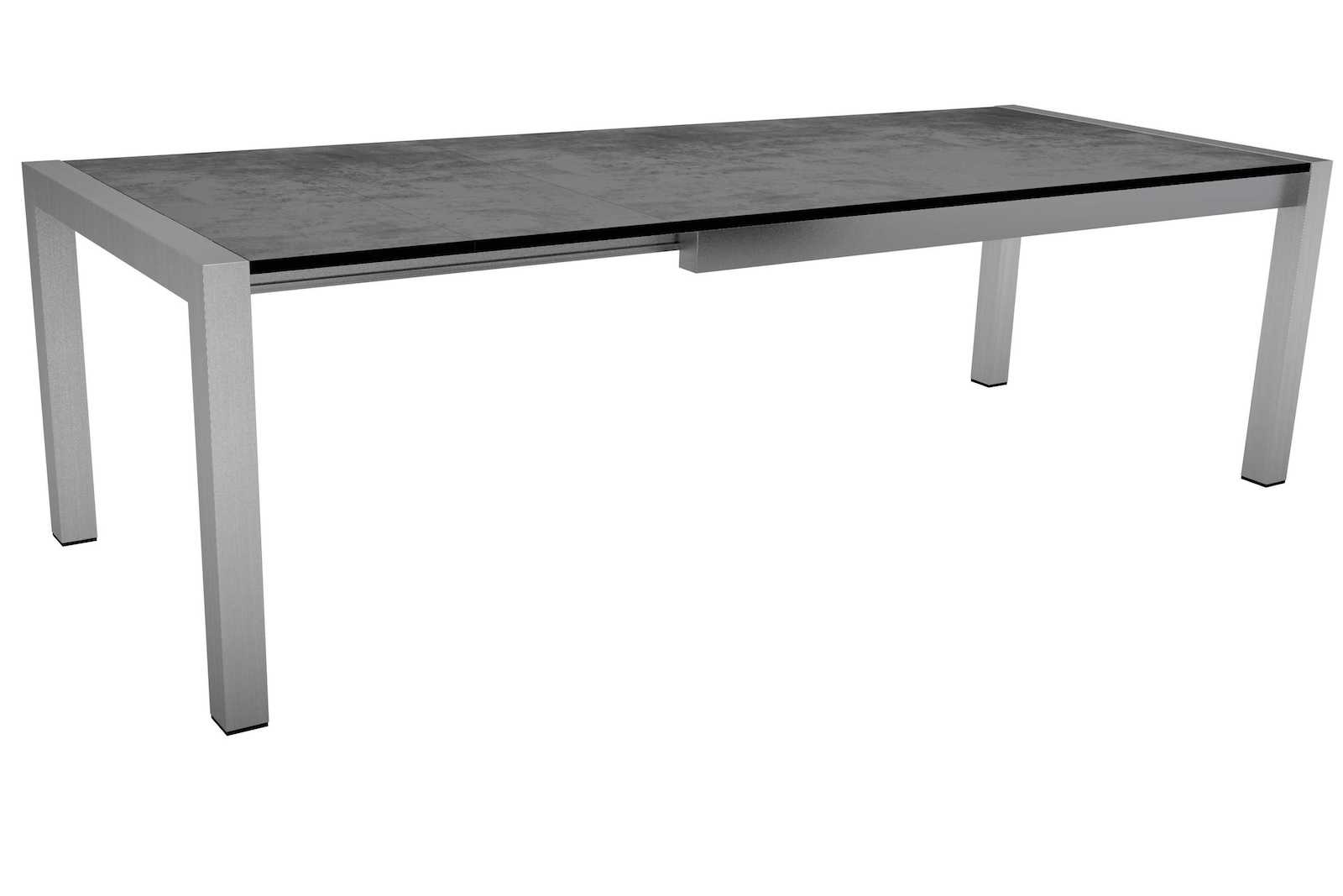 Stern Ausziehtisch Edelstahl/Silverstar Zement 174/214/254x90 cm Gartentisch ausziehbar