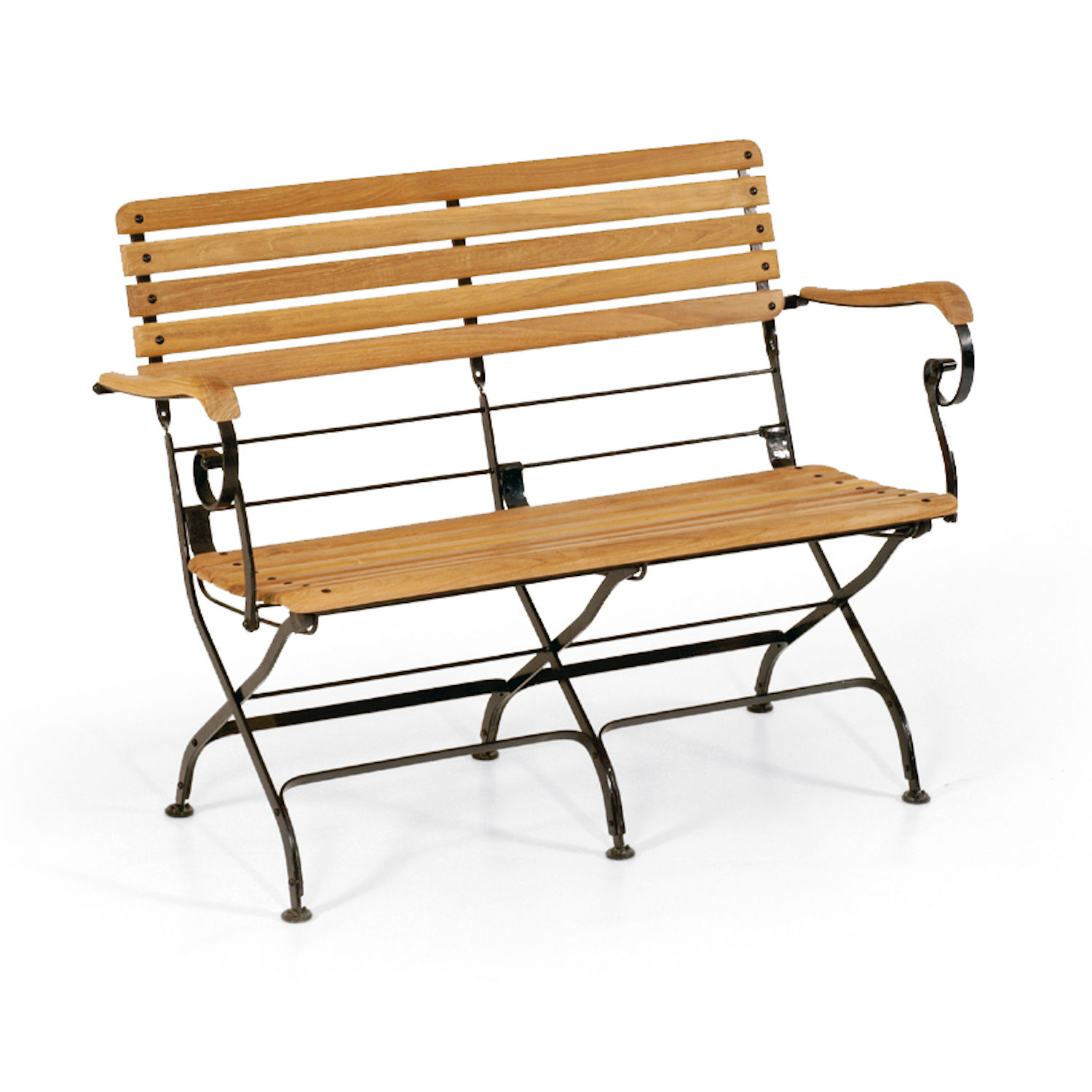 Sonnenpartner Klappbank Oxford Teakholz und Eisen schwarz Gartenbank klappbar