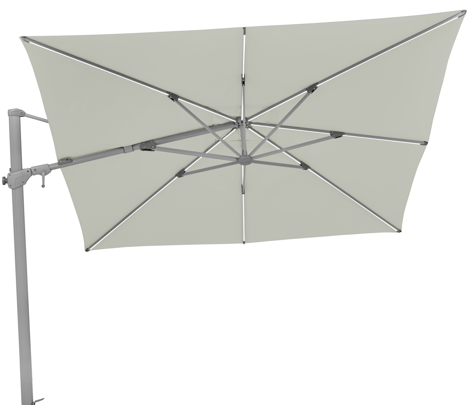 Sonnenschirm SUNCOMFORT® by Glatz Varioflex Solar LED 300 x 300 cm Farbe Light Grey 013