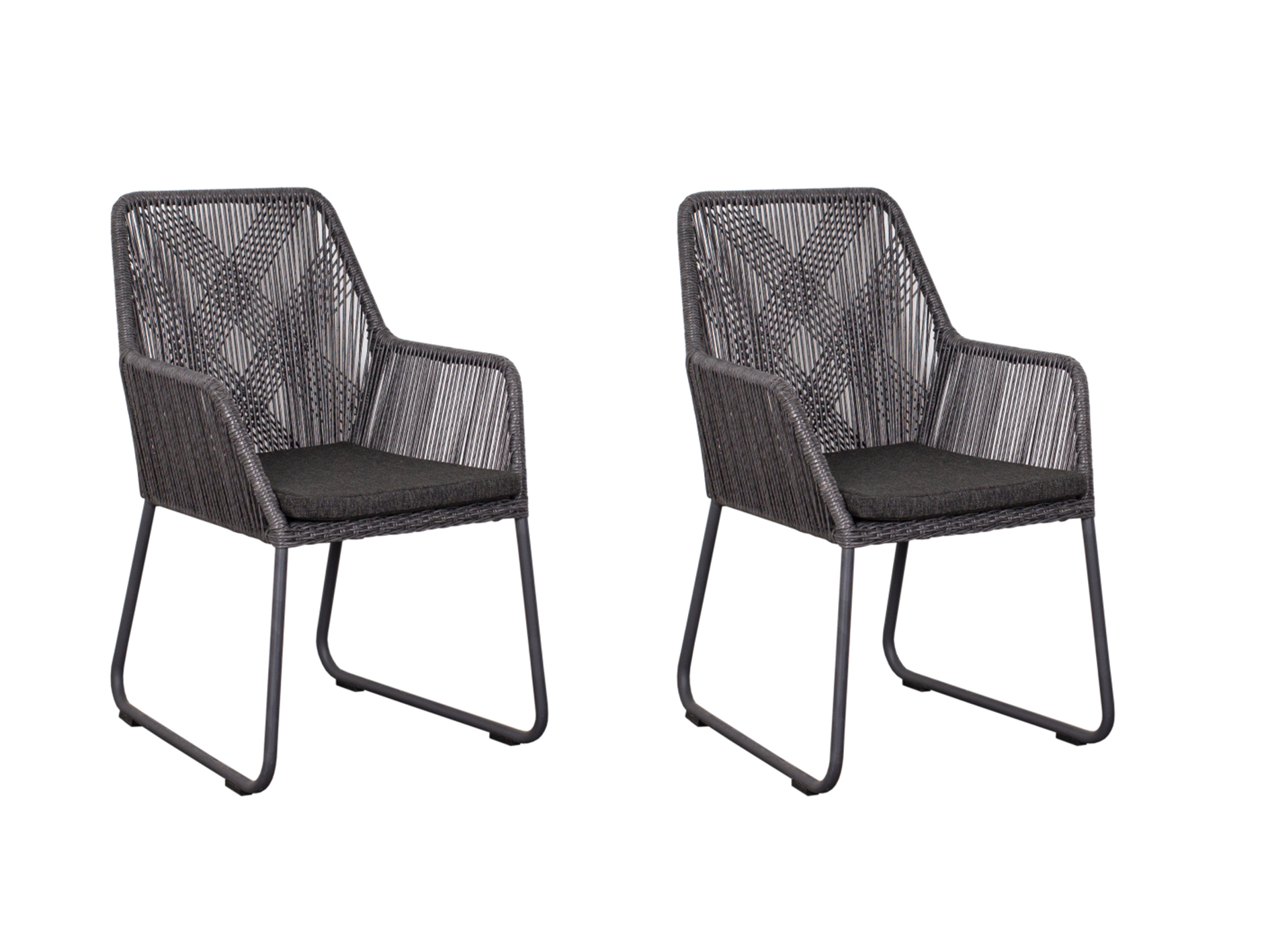 deVries 2x "ADORA" Diningsessel Anthrazit Gartenstuhl Relaxsessel 64x64x83 cm