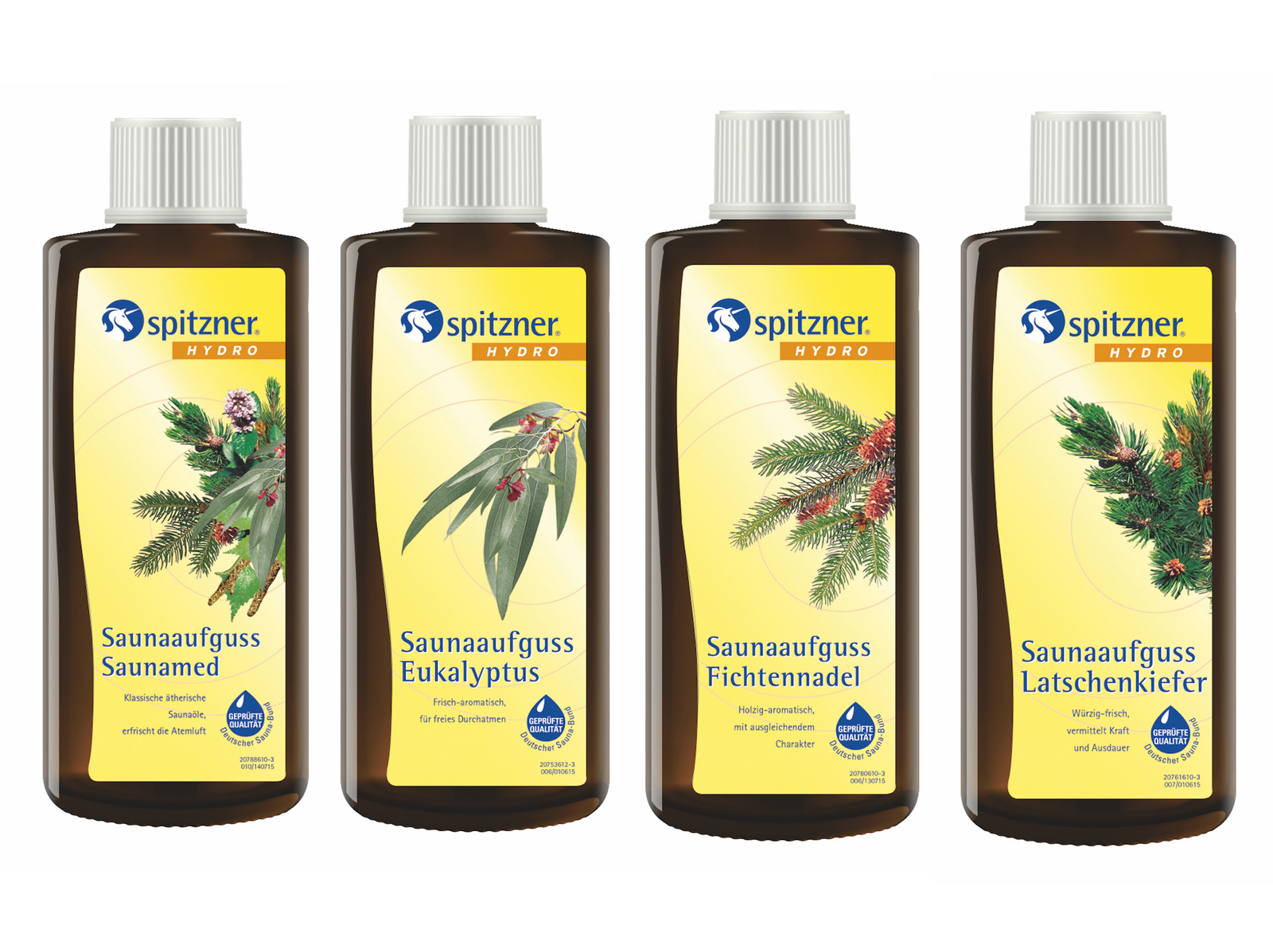 Spitzner Saunaaufguss 4er Set Eukalyptus Fichtennadel Latschenkiefer Saunamed 4x 190ml