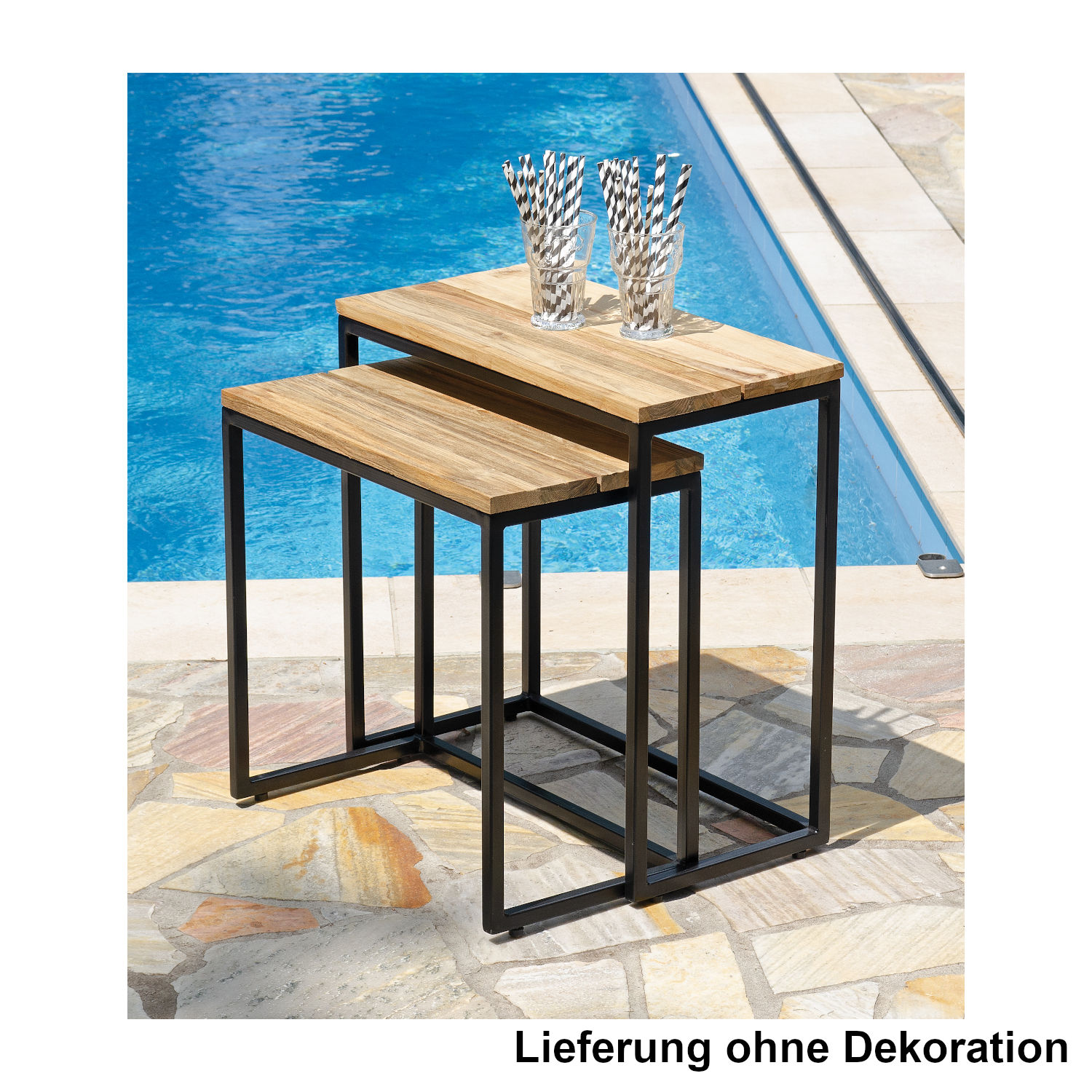 Sonnenpartner Cambridge 2x Lounge-Tische anthrazit Teak Lounge-Tisch wetterfest