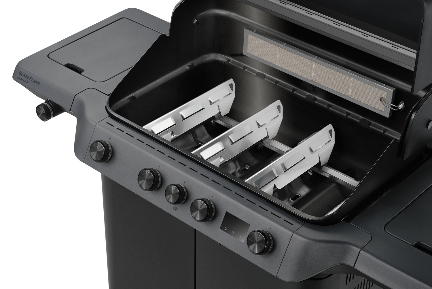 Rösle Gasgrill BLAZEFLAME Master 4 Schwarz mit PRIMEZONE, Backburner und Seitenbrenner 250601