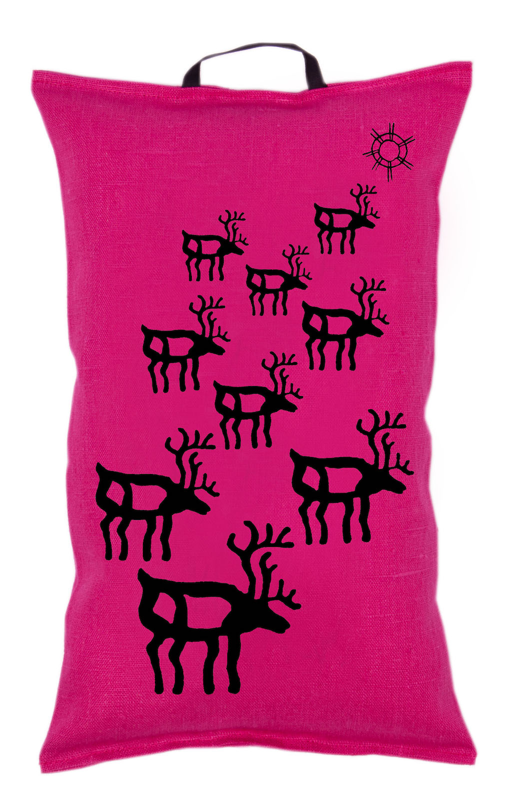 Pikkupuoti Oy Saunakissen Rentier Fuchsia finnisches Sauna Kissen Rosa aus Leinen 40x22cm