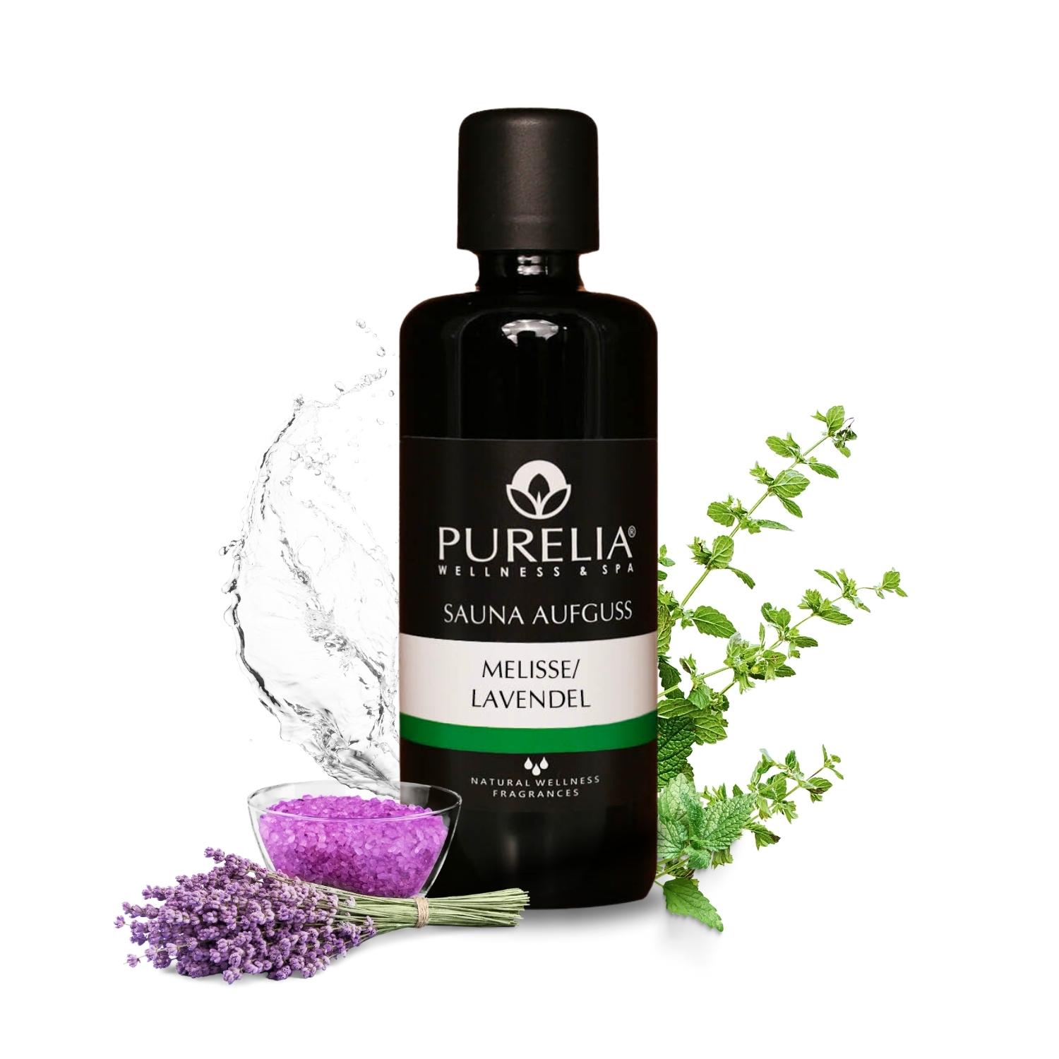 PURELIA Saunaaufguss Konzentrat Melisse-Lavendel 100 ml natürlicher Sauna-aufguss - reine ätherische Öle