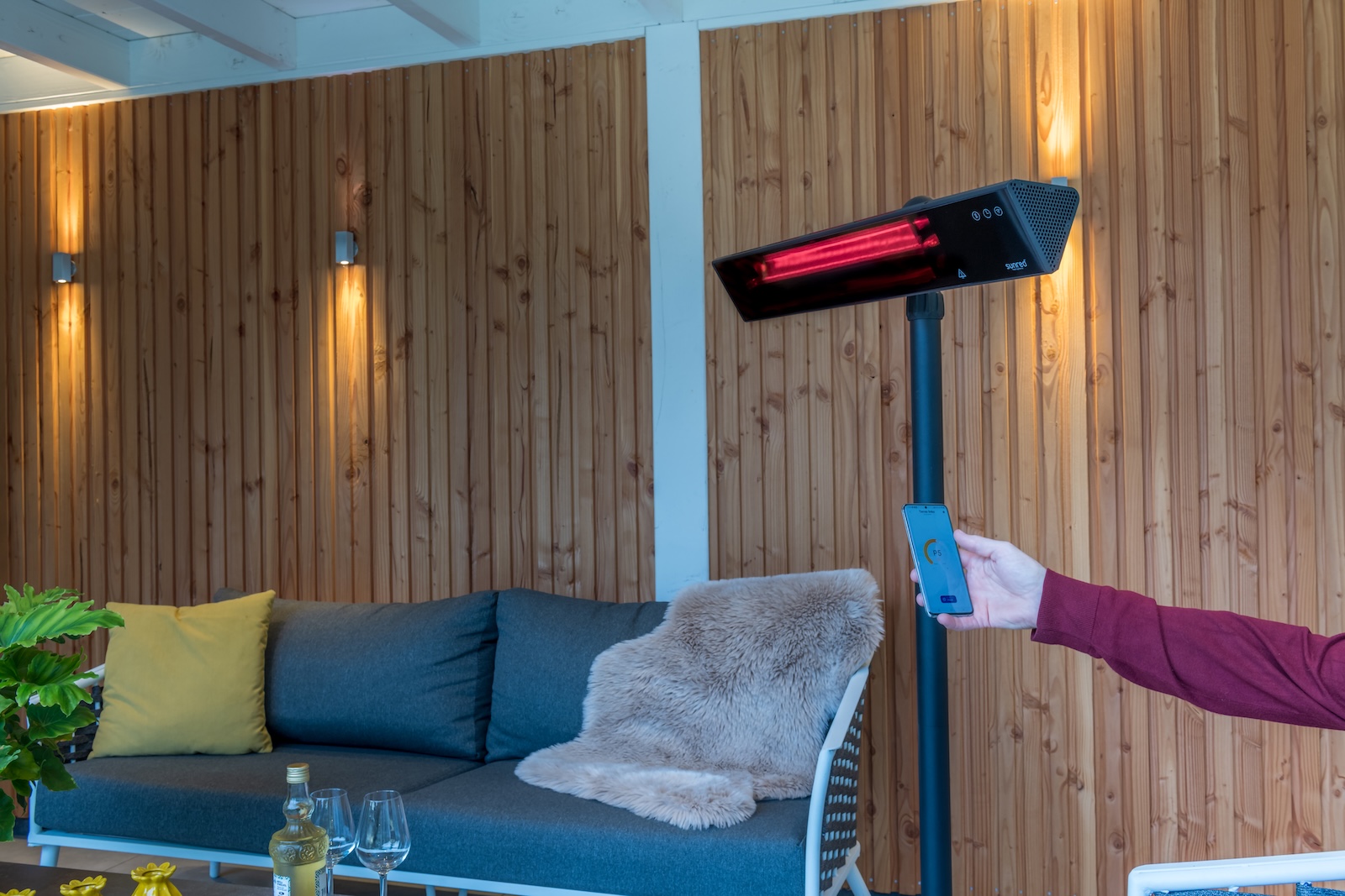 SUNRED® Smart Heater Proglax Gastro Standing Black 2000 W Heizstrahler stehend