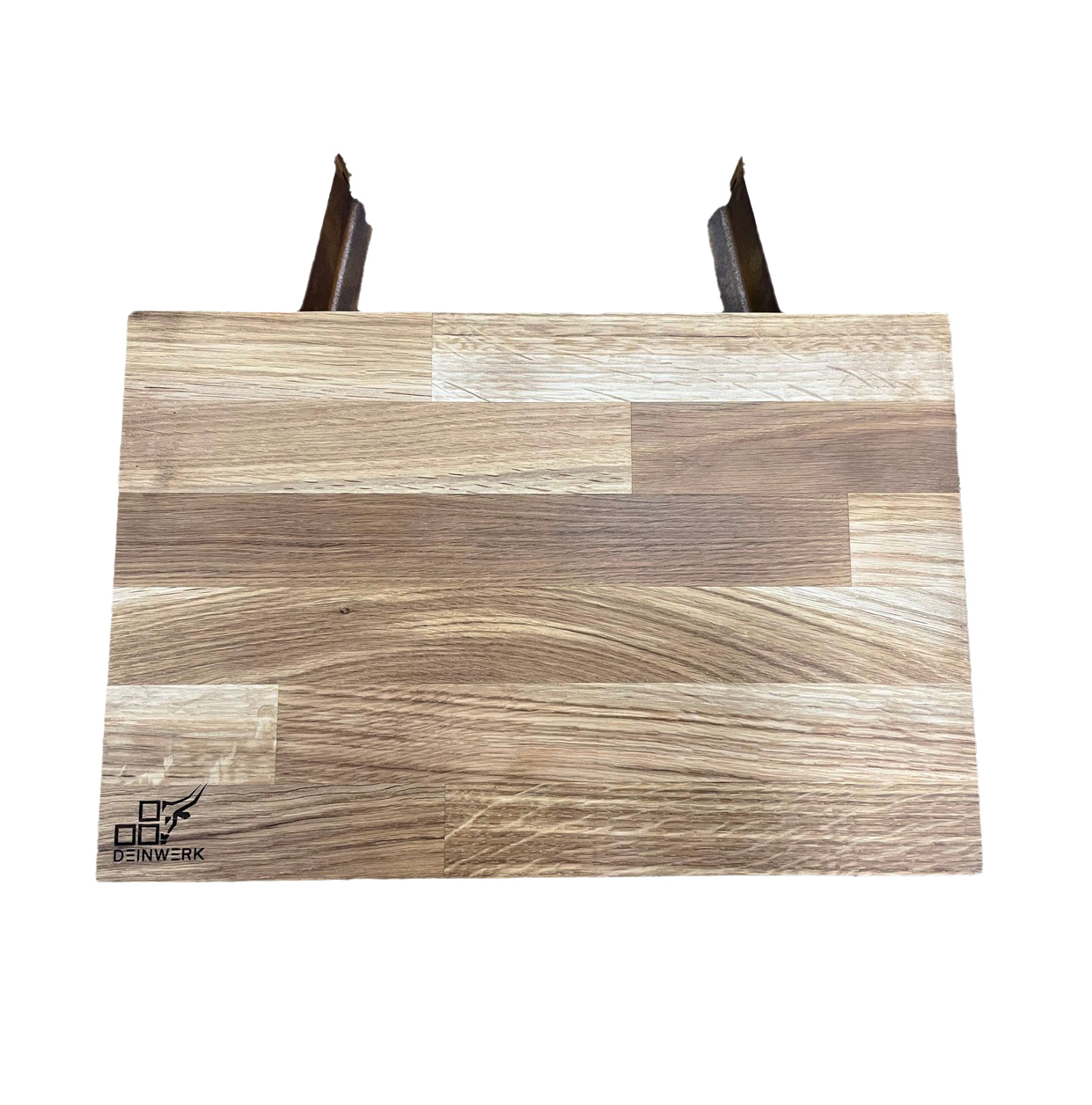 DEINWERK Anstecktisch aus Corten/Eiche für Steckfass Grilfass Feuertisch Feuerstelle